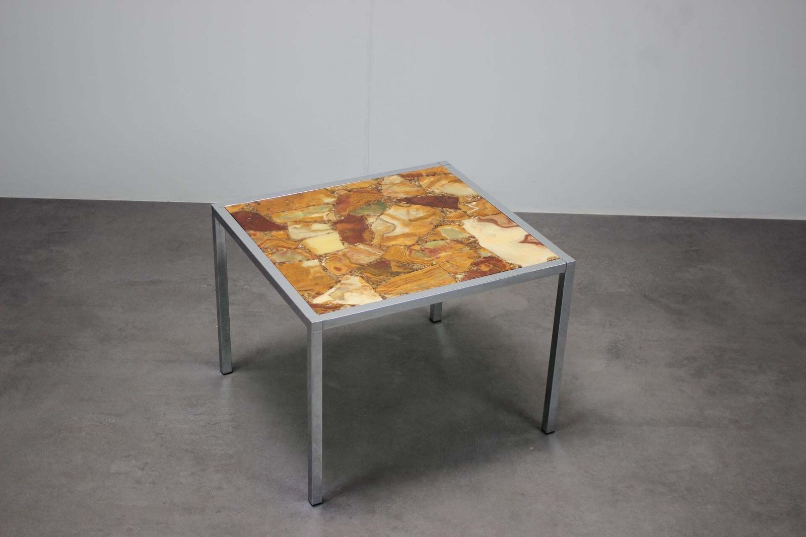 Resin And Stone Chrome Plated Coffee Table, 1970s, Germany photo for sale