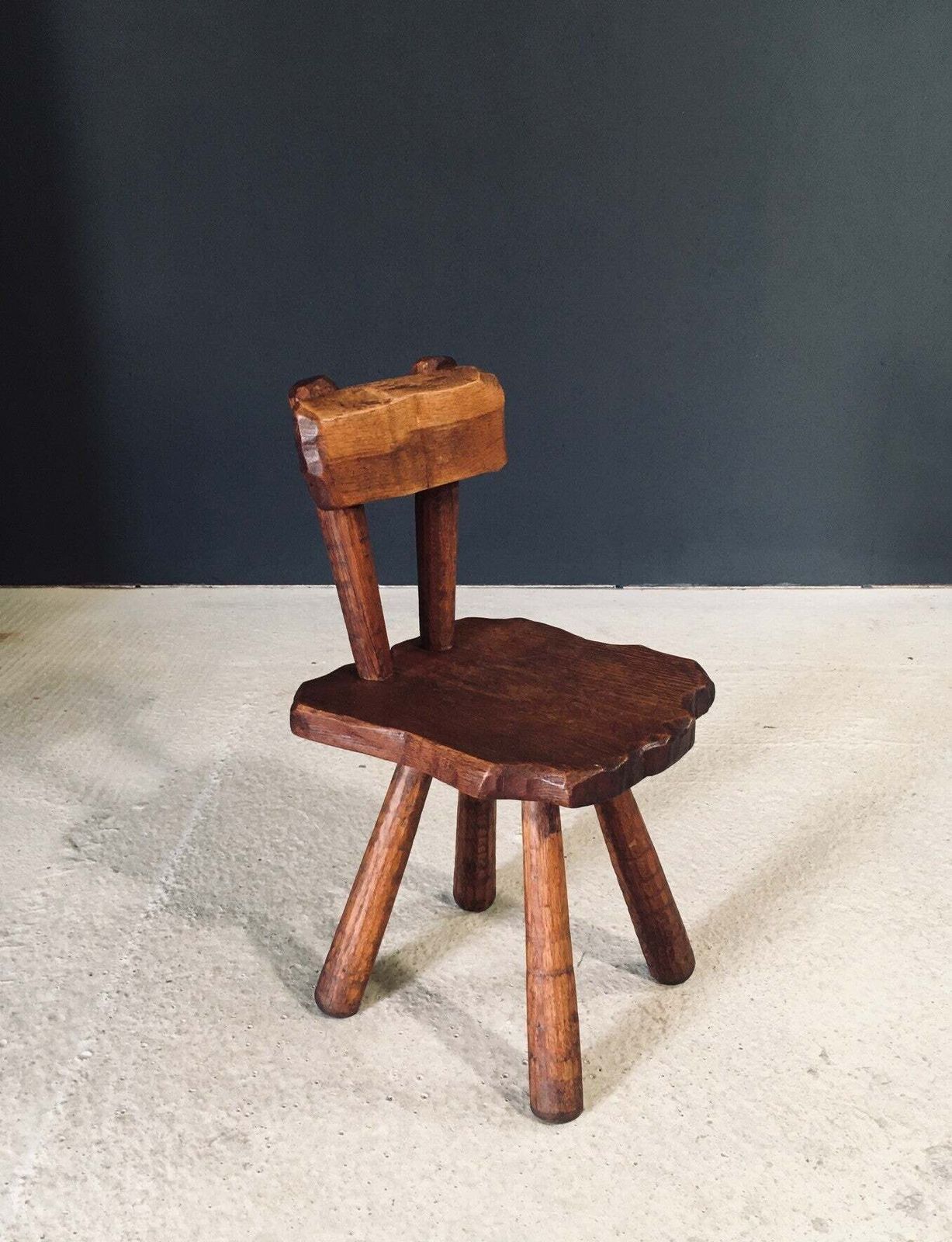 Hand Carved Oak Rustic Alpine Chair, France 1920's photo Furniture
