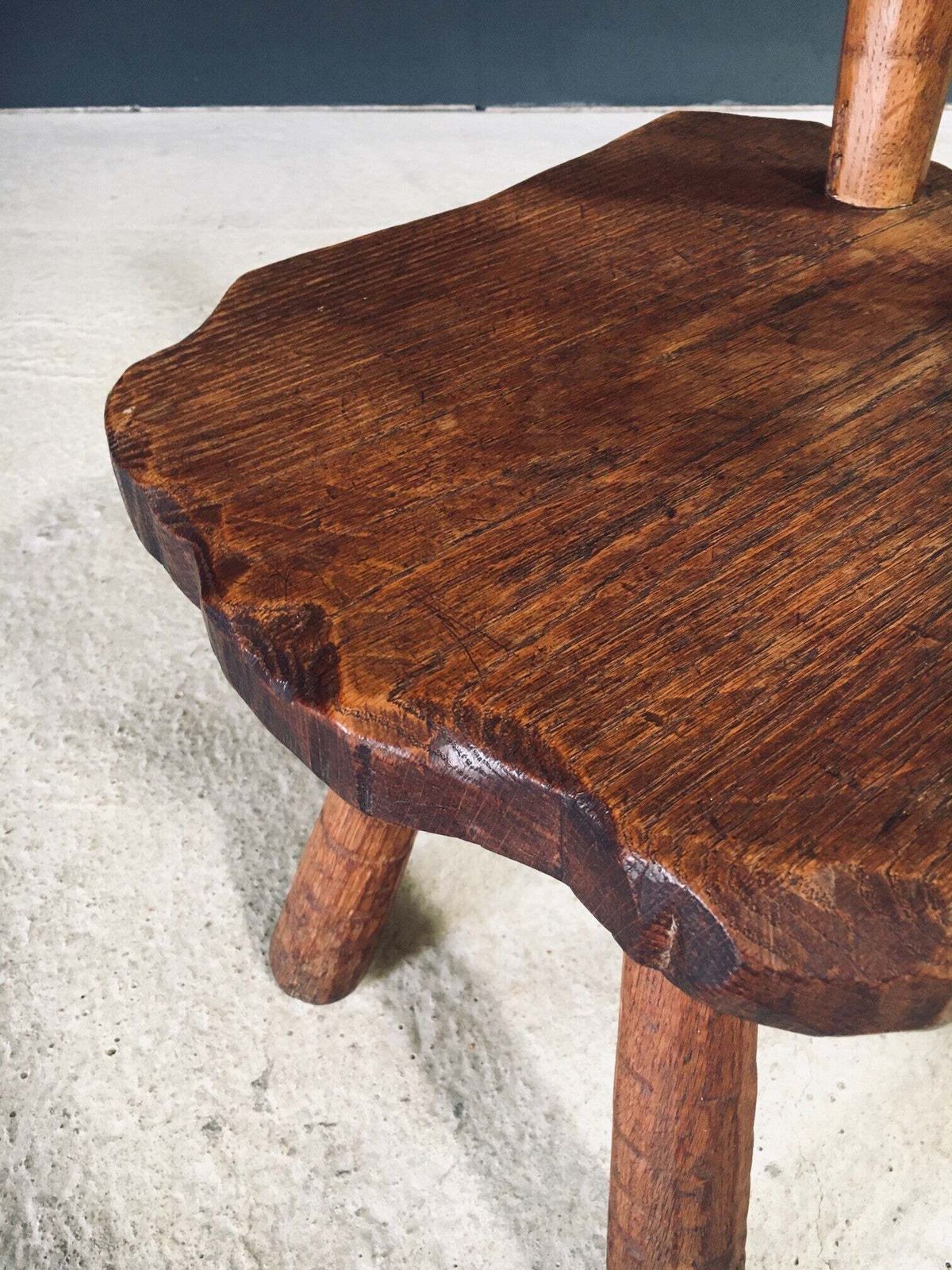 photo buy Hand Carved Oak Rustic Alpine Chair, France 1920's