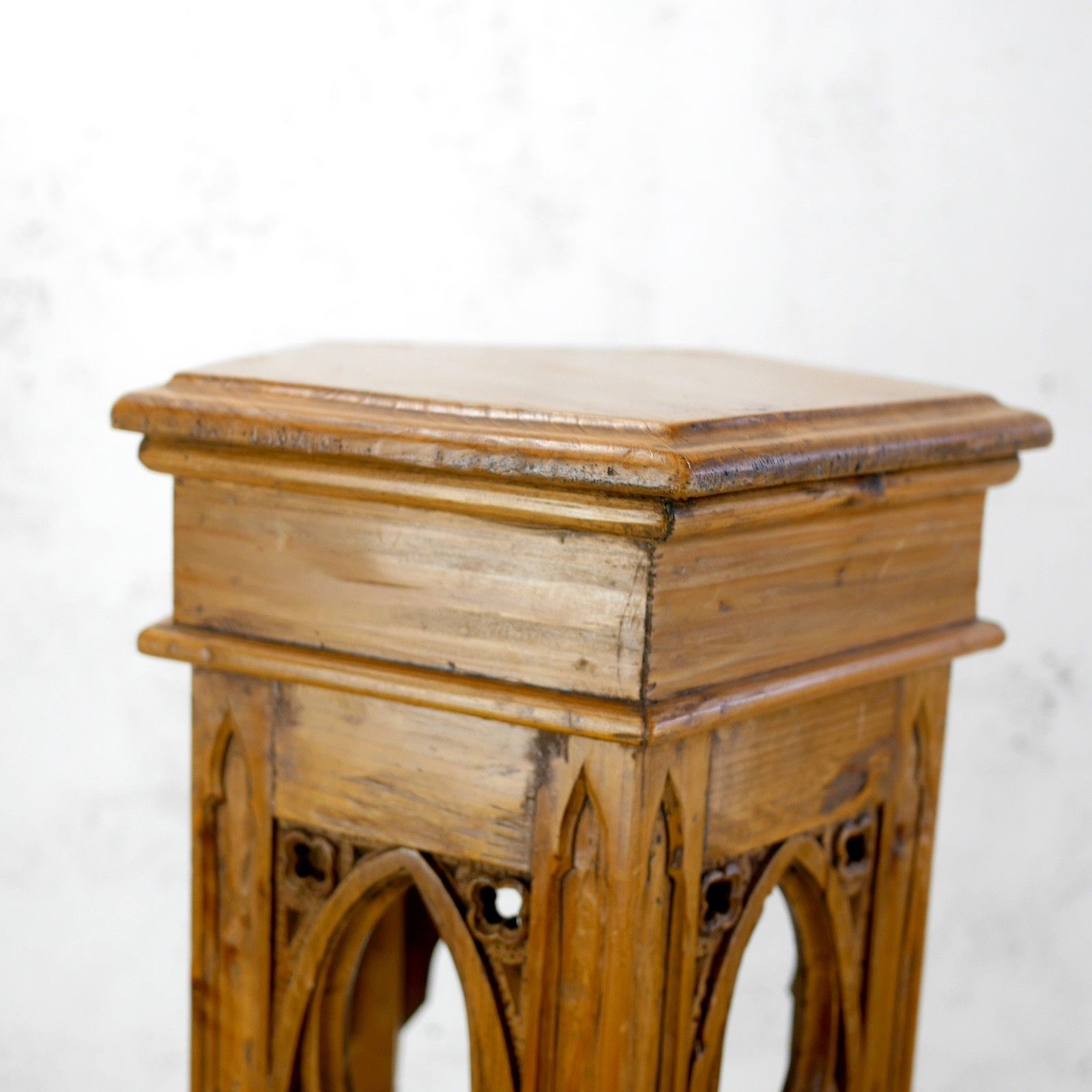 Tall Gothic Church Antique Pine Lamp Plant Columns Pedestal Stand  #102991 photo buy