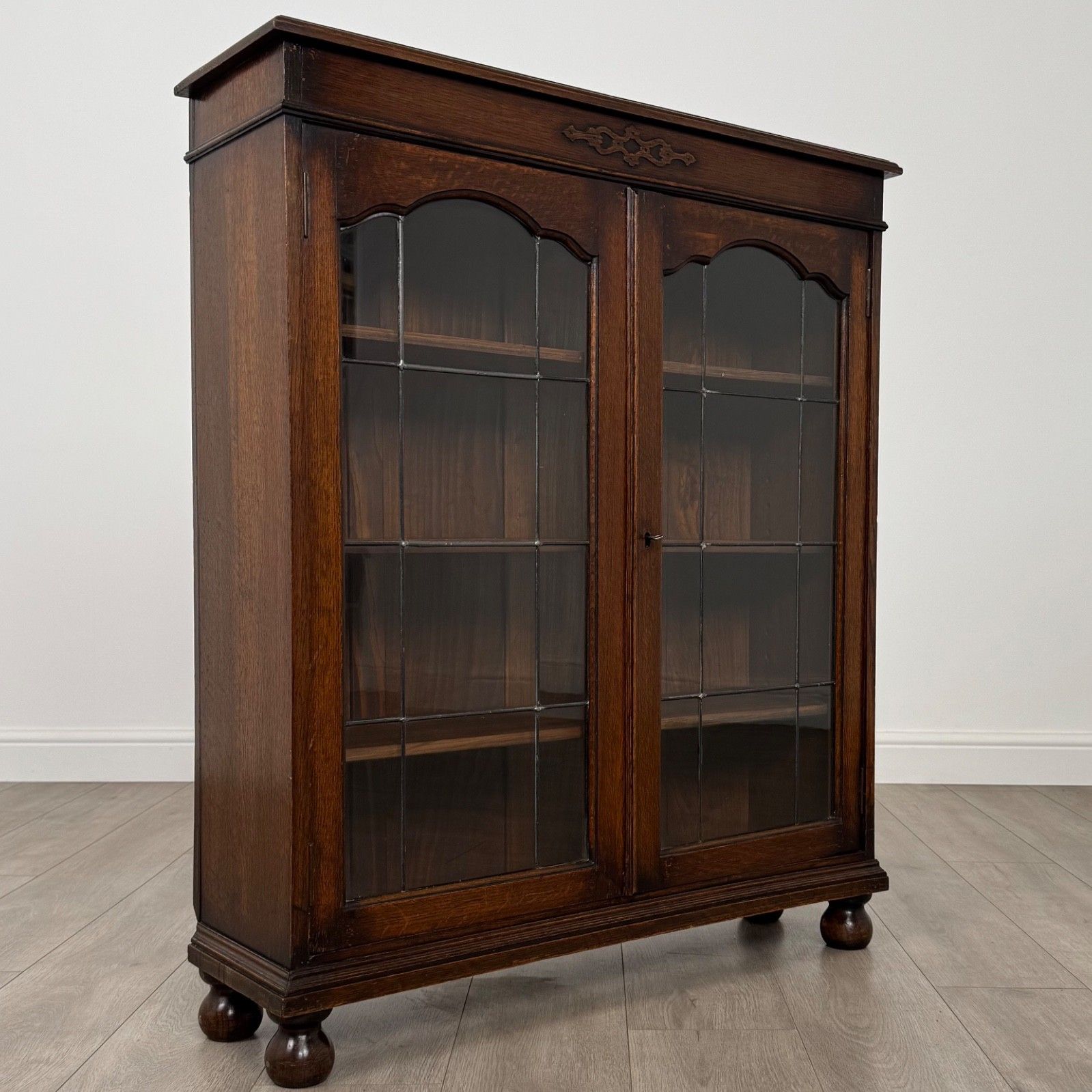 photo for sale Antique 20th Century Good Quality Display Cabinet In Oak