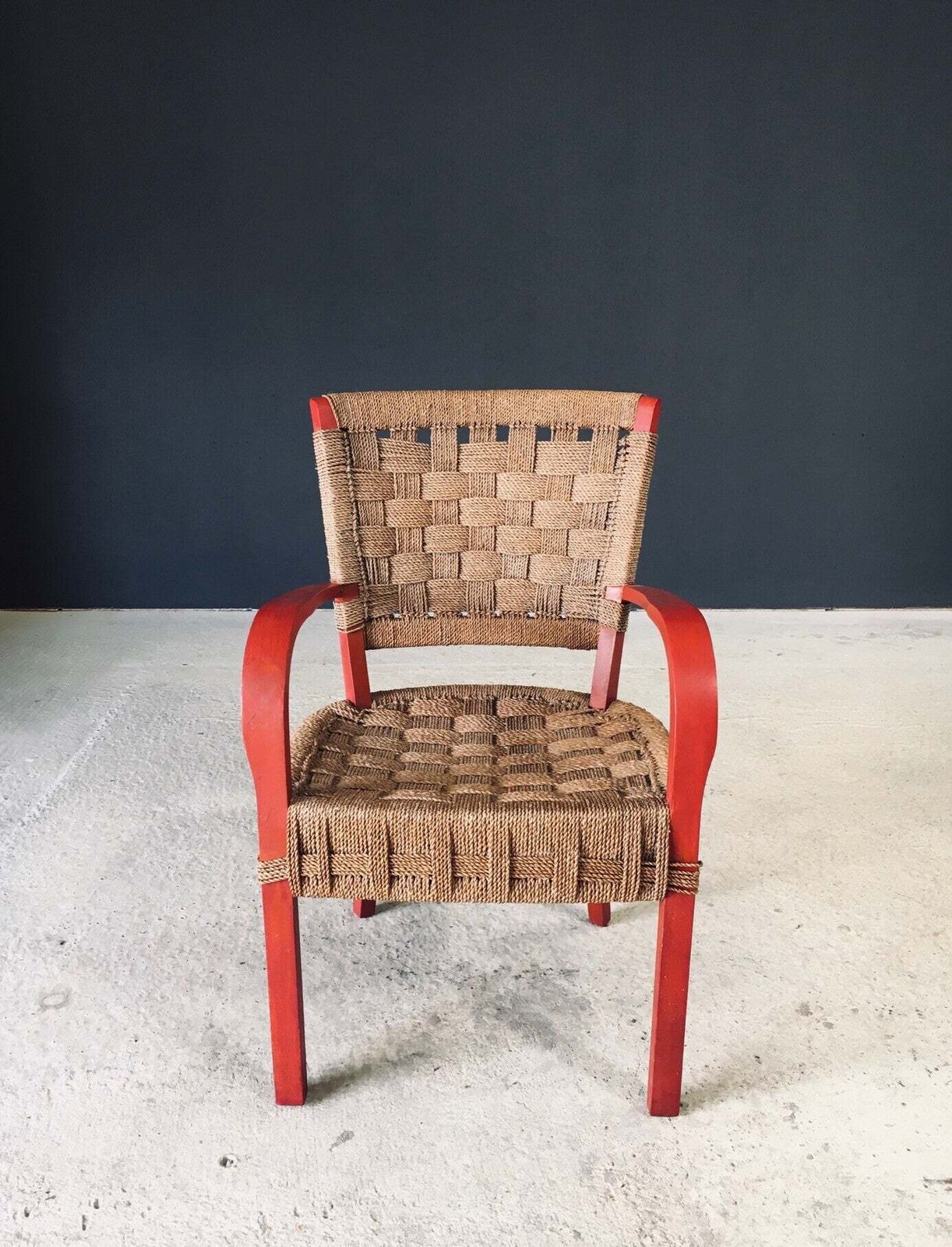 Vintage Mediterrane Design Fauteuil Met Touwbekleding, Frankrijk, Jaren 1930 photo for sale