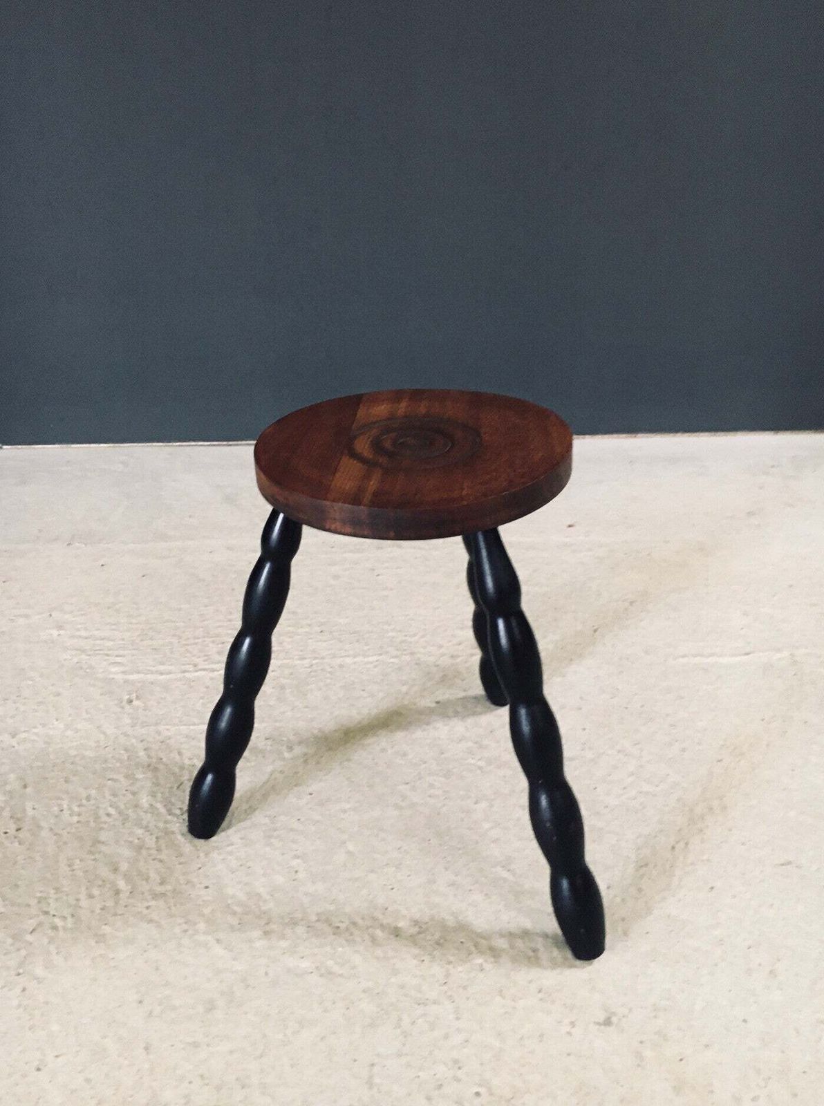 1940's French Design Bobbin Tripod Stool photo vintage