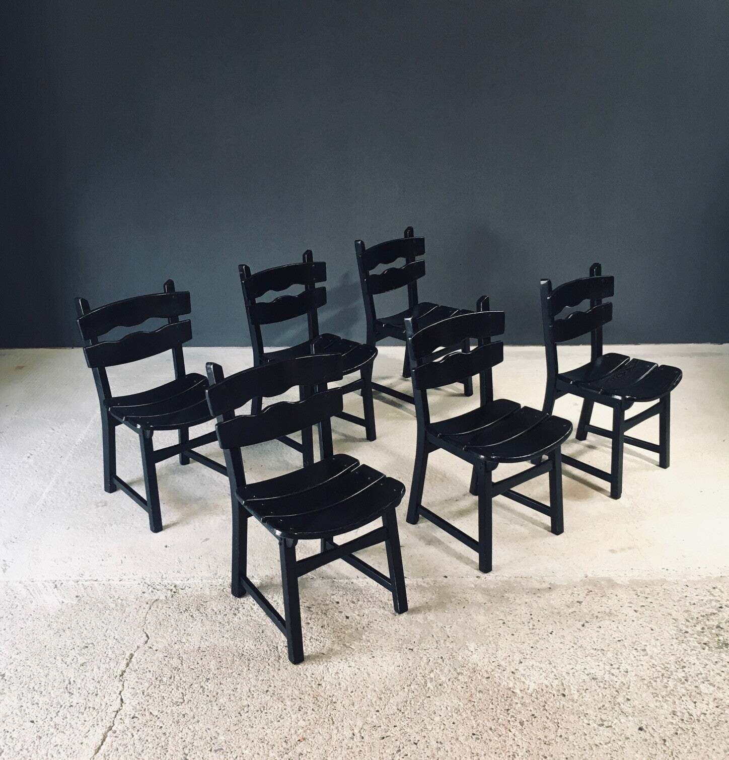 Brutalist Design Dining Chairs By Dittmann For Awa Radbound, Netherlands 1970's photo vintage