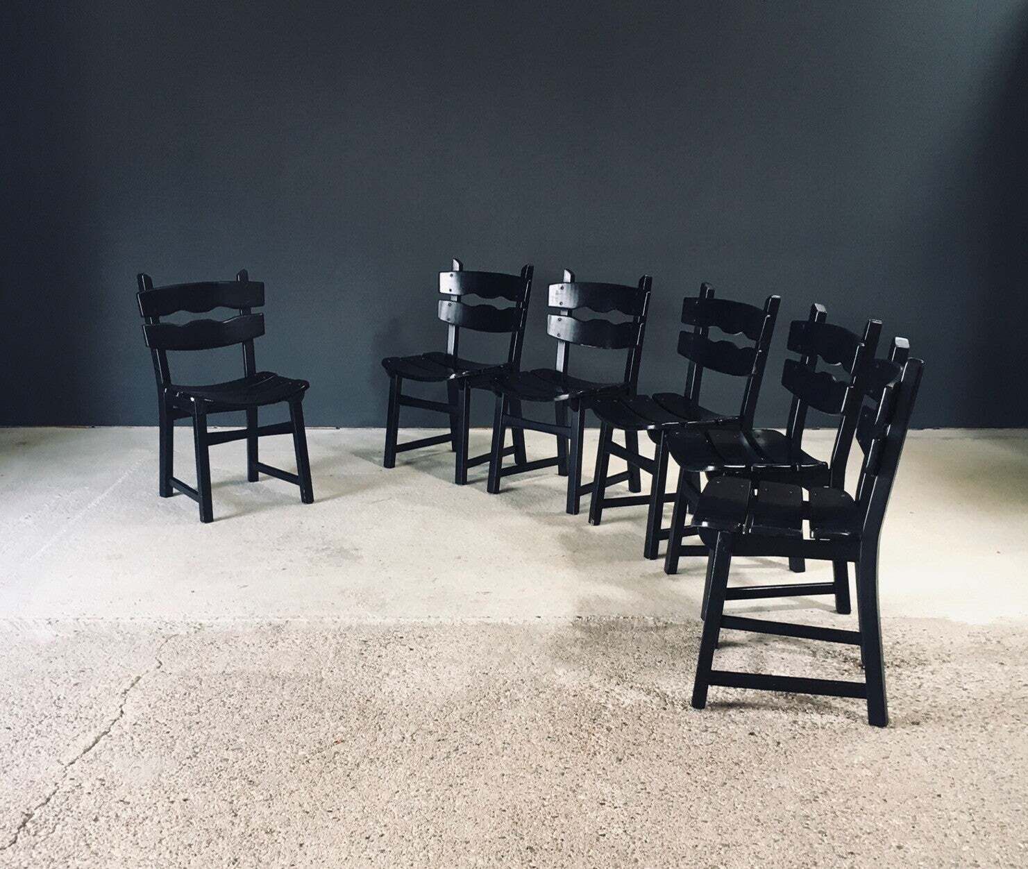 photo for sale Brutalist Design Dining Chairs By Dittmann For Awa Radbound, Netherlands 1970's