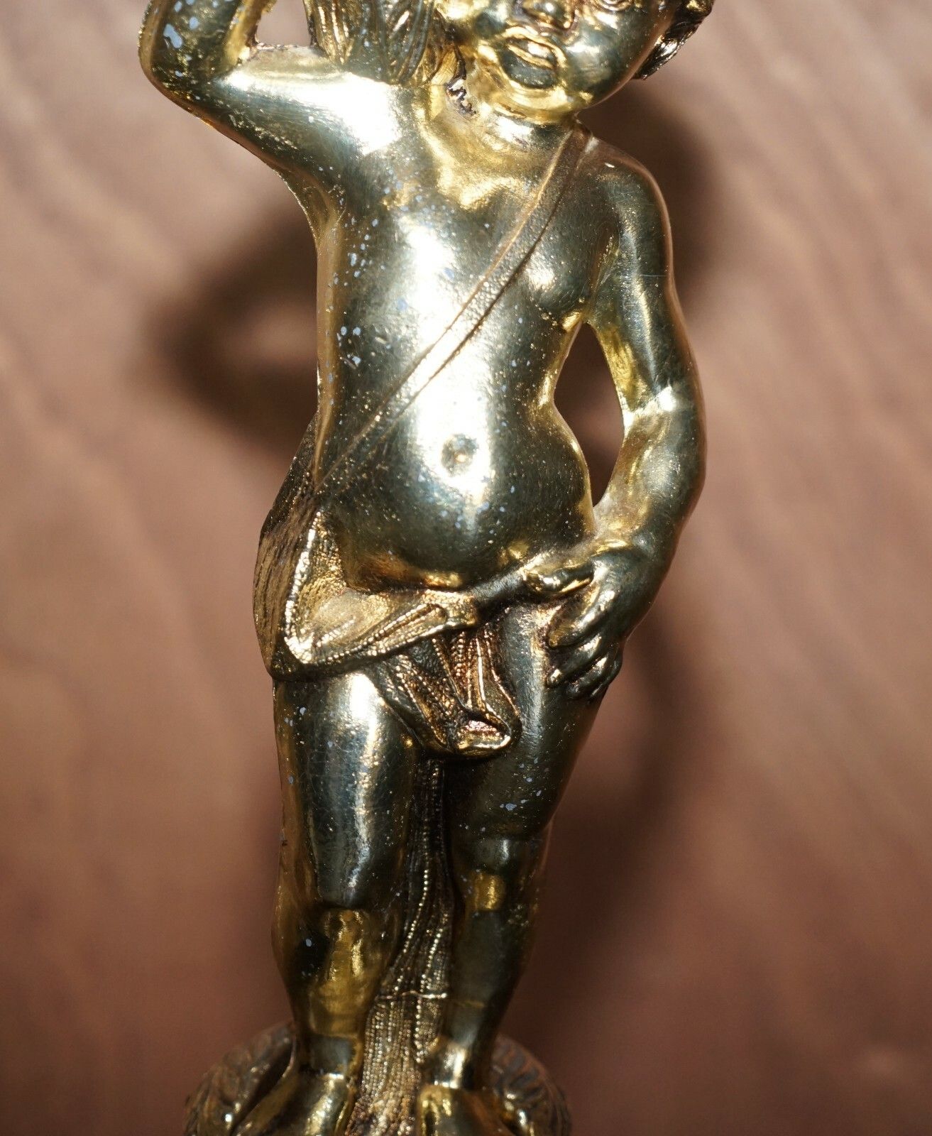 Lovely Large Sized Circa 1940's Marble & Brass Lamp With Cherub Putti's Angel photo Lighting