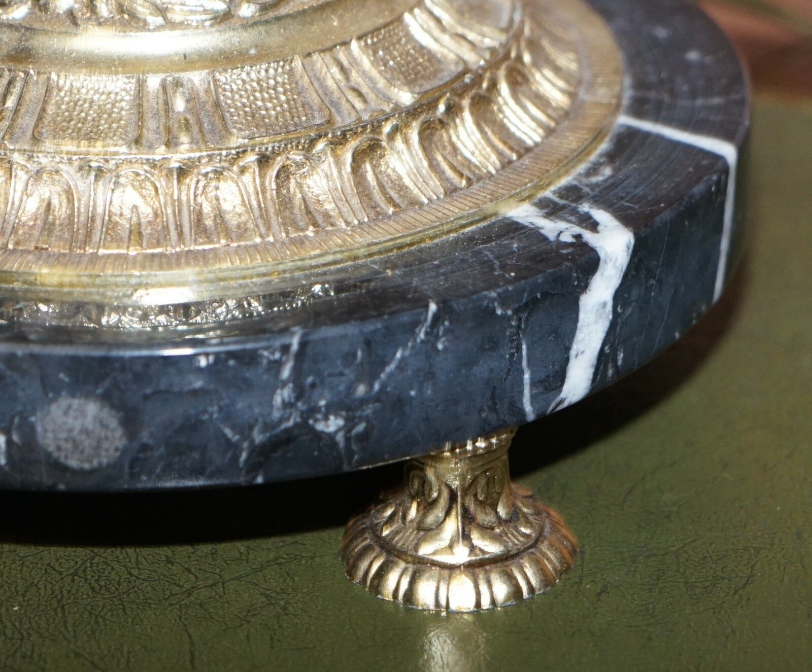 Lovely Large Sized Circa 1940's Marble & Brass Lamp With Cherub Putti's Angel photo vintage