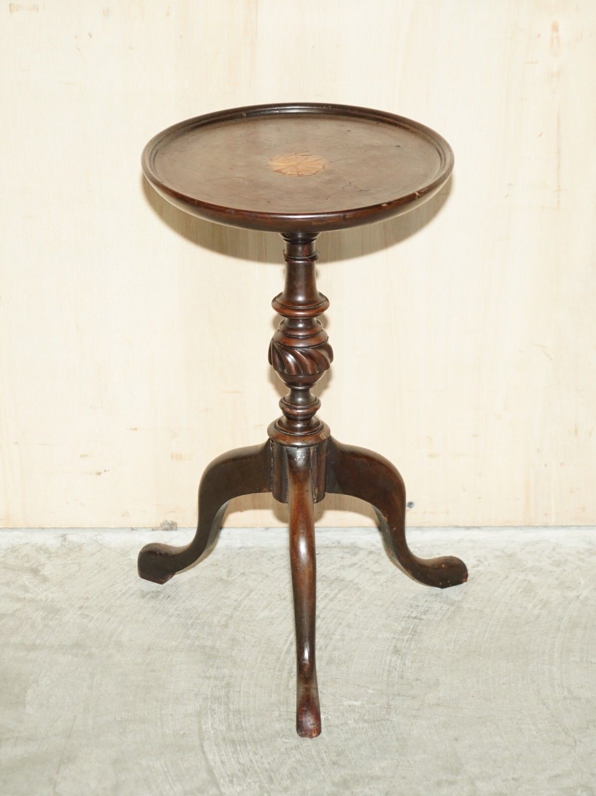 Lovely Small Antique Sheraton Revival Mahogany Tripod Side End Lamp Wine Table photo furniture