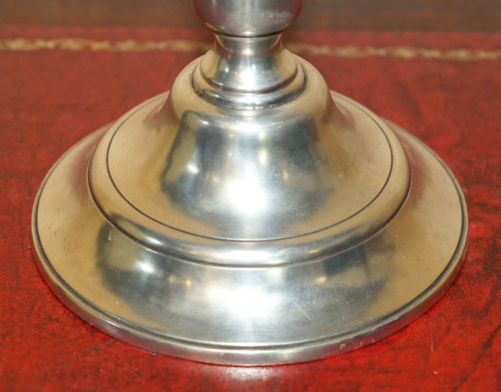 photo for sale Large Owl Stamped Arte Italica Tavola Marinoni Candlestick Pewter Lamp