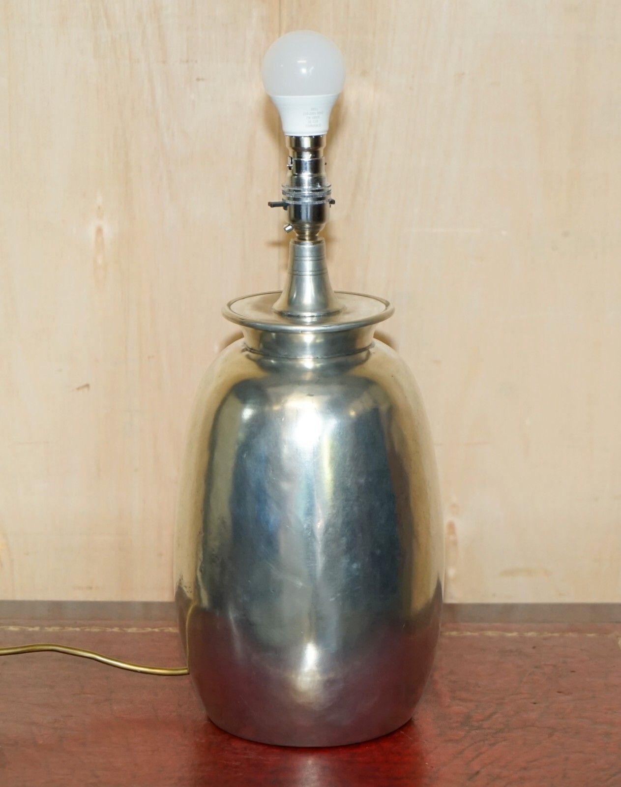 photo for sale Large Owl Stamped Arte Italica Tavola Marinoni Vase Dome Shaped Pewter Lamp
