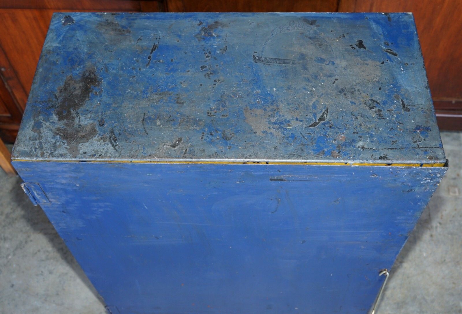 Industrial Steel Large Circa 1950's Metal Workers Paint Cupboard Very Rare Find photo Furniture