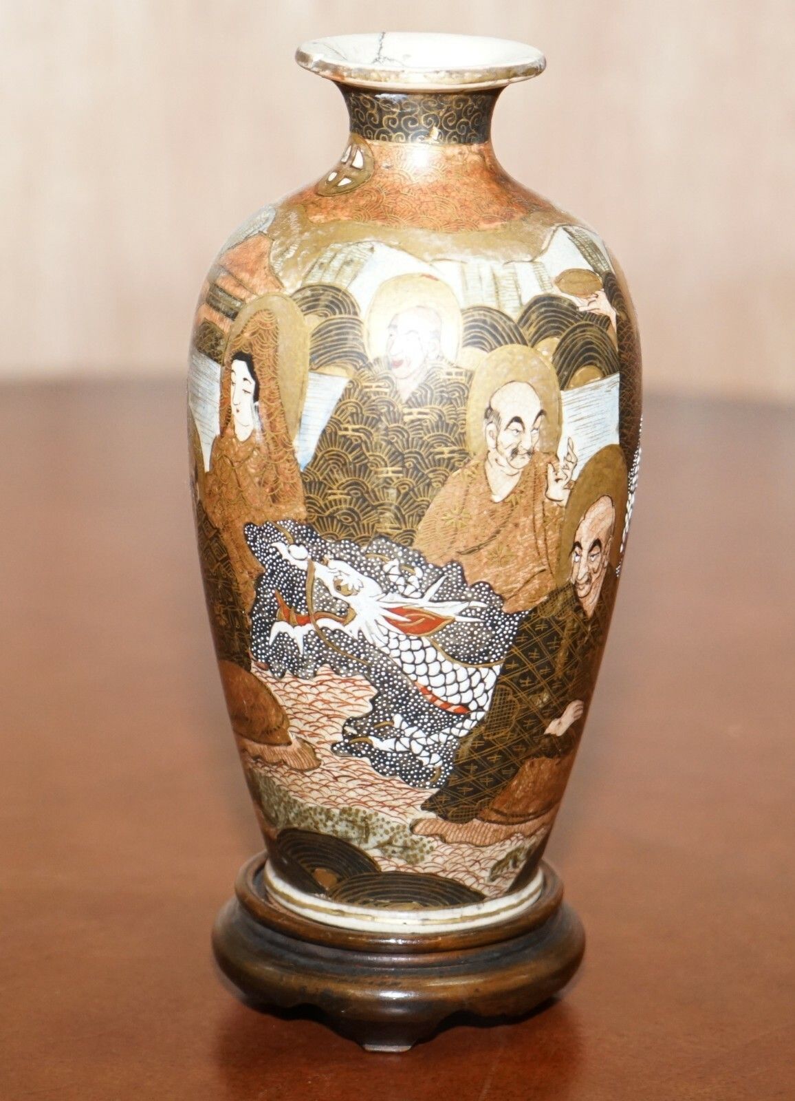Pair Of Antique Chinese Or Japanese Oriental Vases Hand Painted And Signed Urns photo vintage