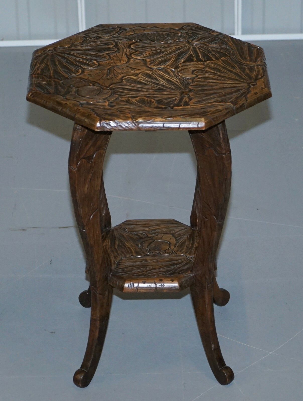 Large 1905 Liberty's London Japanese Carved Side End Lamp Wine Table Jardiniere photo furniture