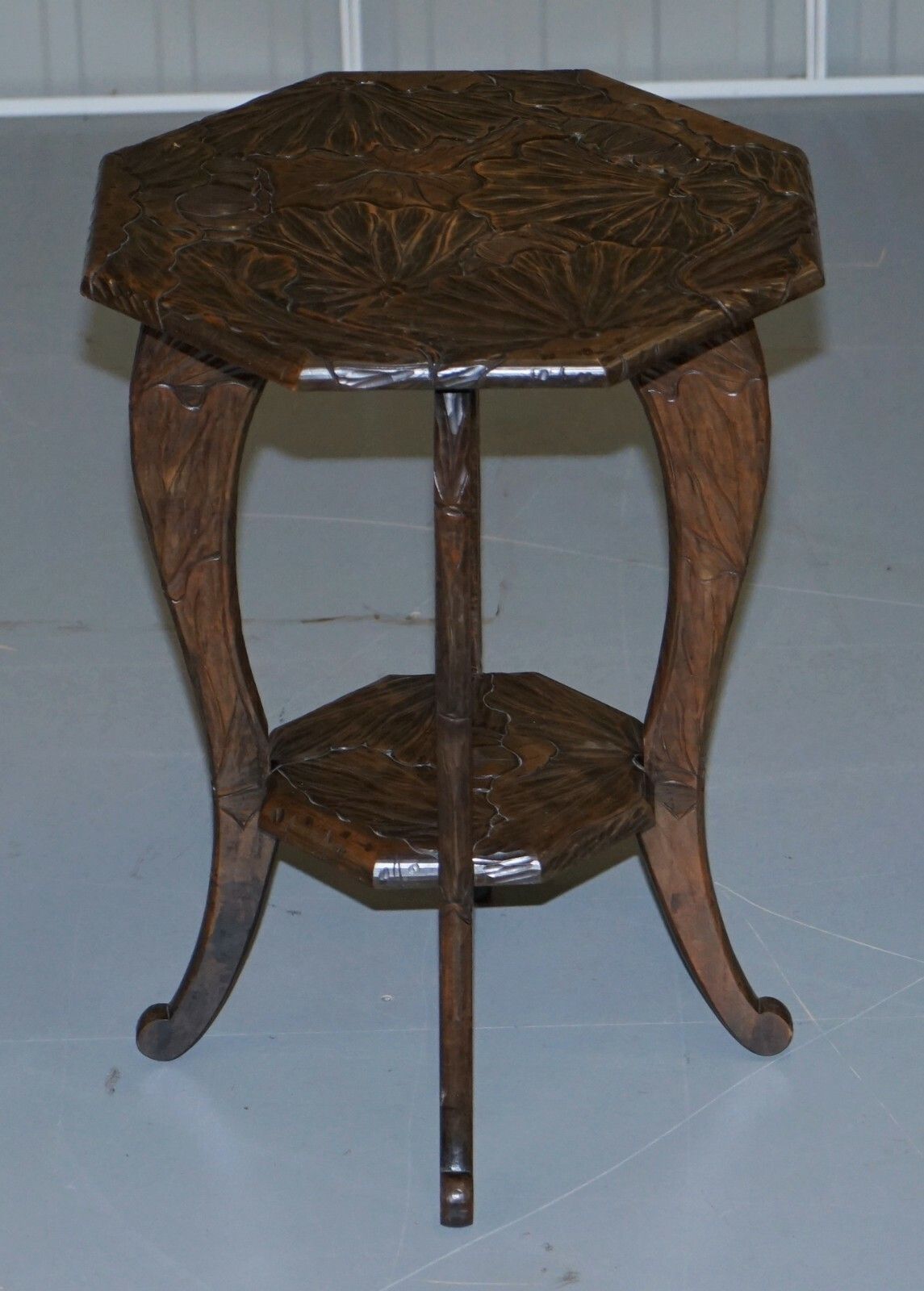 Large 1905 Liberty's London Japanese Carved Side End Lamp Wine Table Jardiniere photo for sale