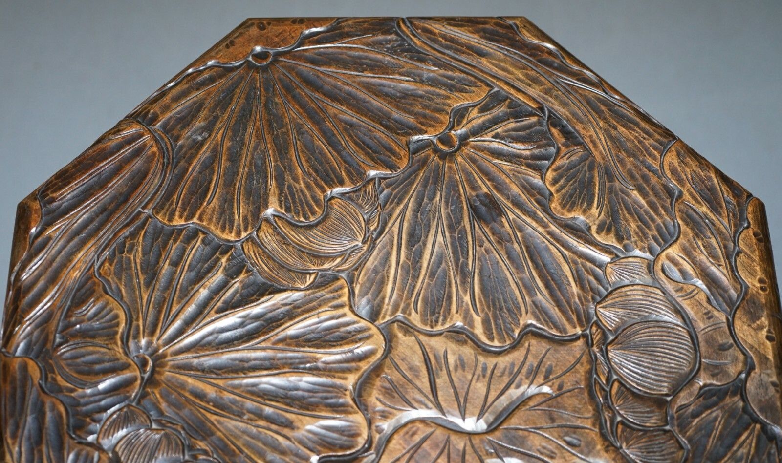 Large 1905 Liberty's London Japanese Carved Side End Lamp Wine Table Jardiniere photo vinterior