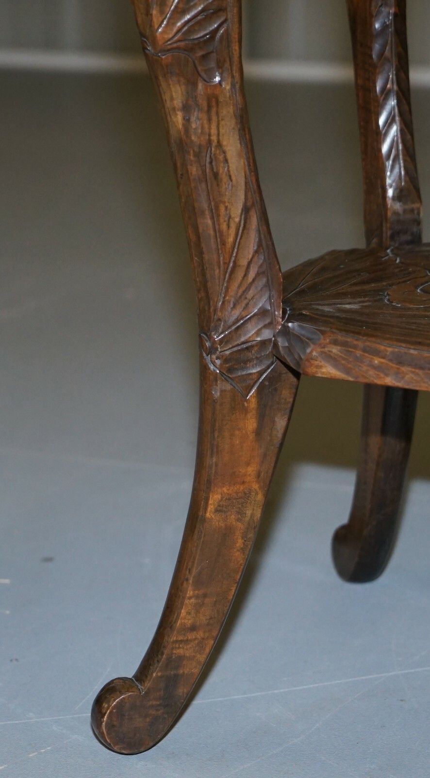 photo for sale Large 1905 Liberty's London Japanese Carved Side End Lamp Wine Table Jardiniere