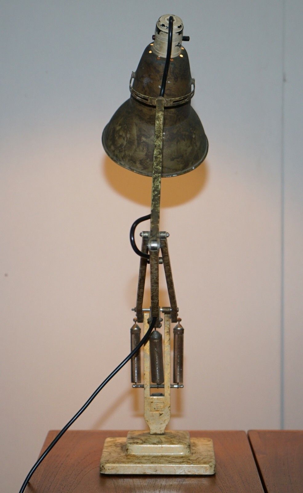 photo for sale 1938 Herbert Terry Model 1227 Anglepoise Articulated Table Lamp Marbled Paint