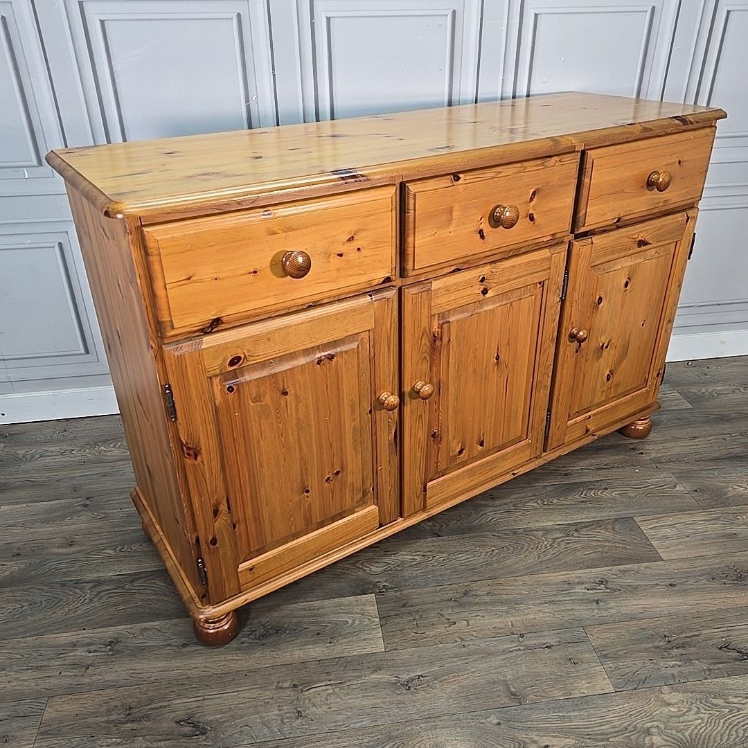 Retro Vintage Solid Pine Wooden Sideboard Cabinet Kitchen Dresser Base Drawers photo furniture