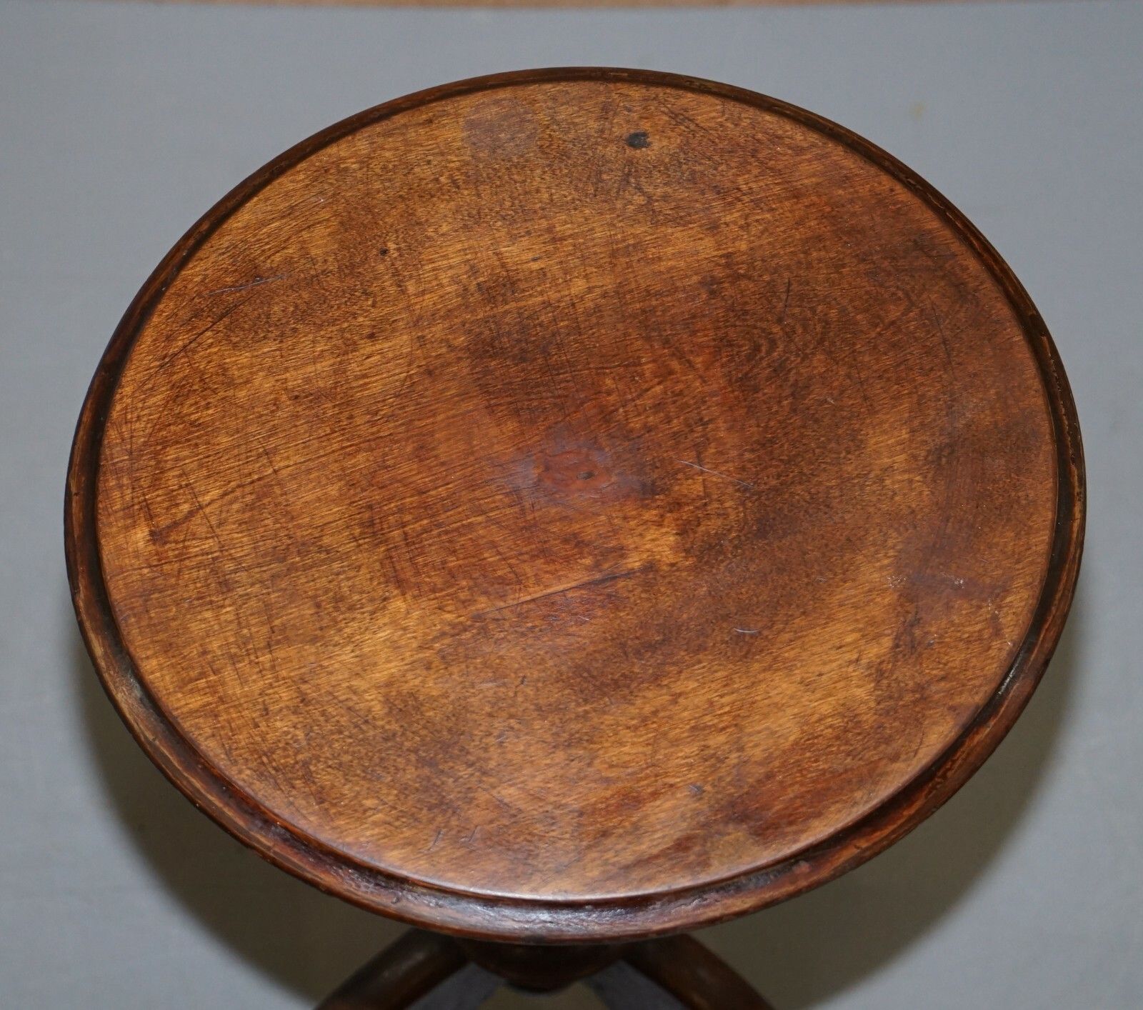 Large Edwardian Period English Solid Oak Side End Lamp Wine Occasional Table photo for sale