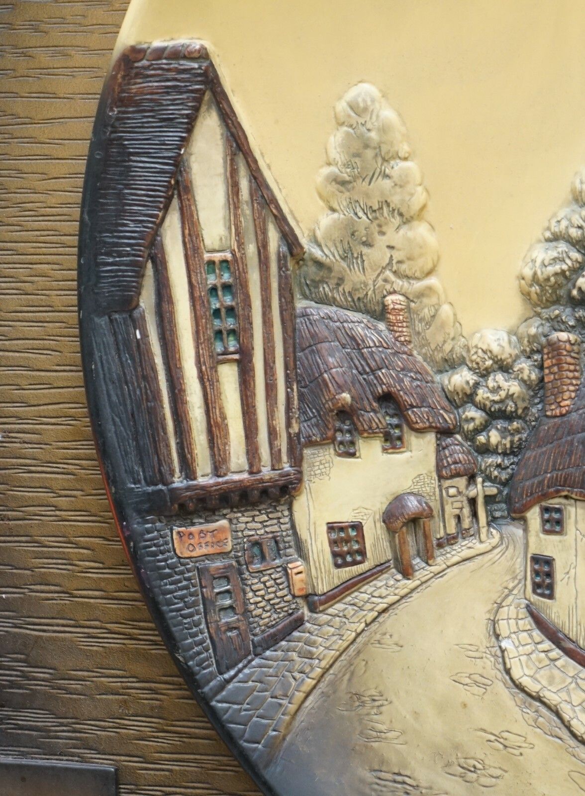 Vintage Circa 1950's Wall Hanging Clock With Lamps Depicting A Village Scene photo buy