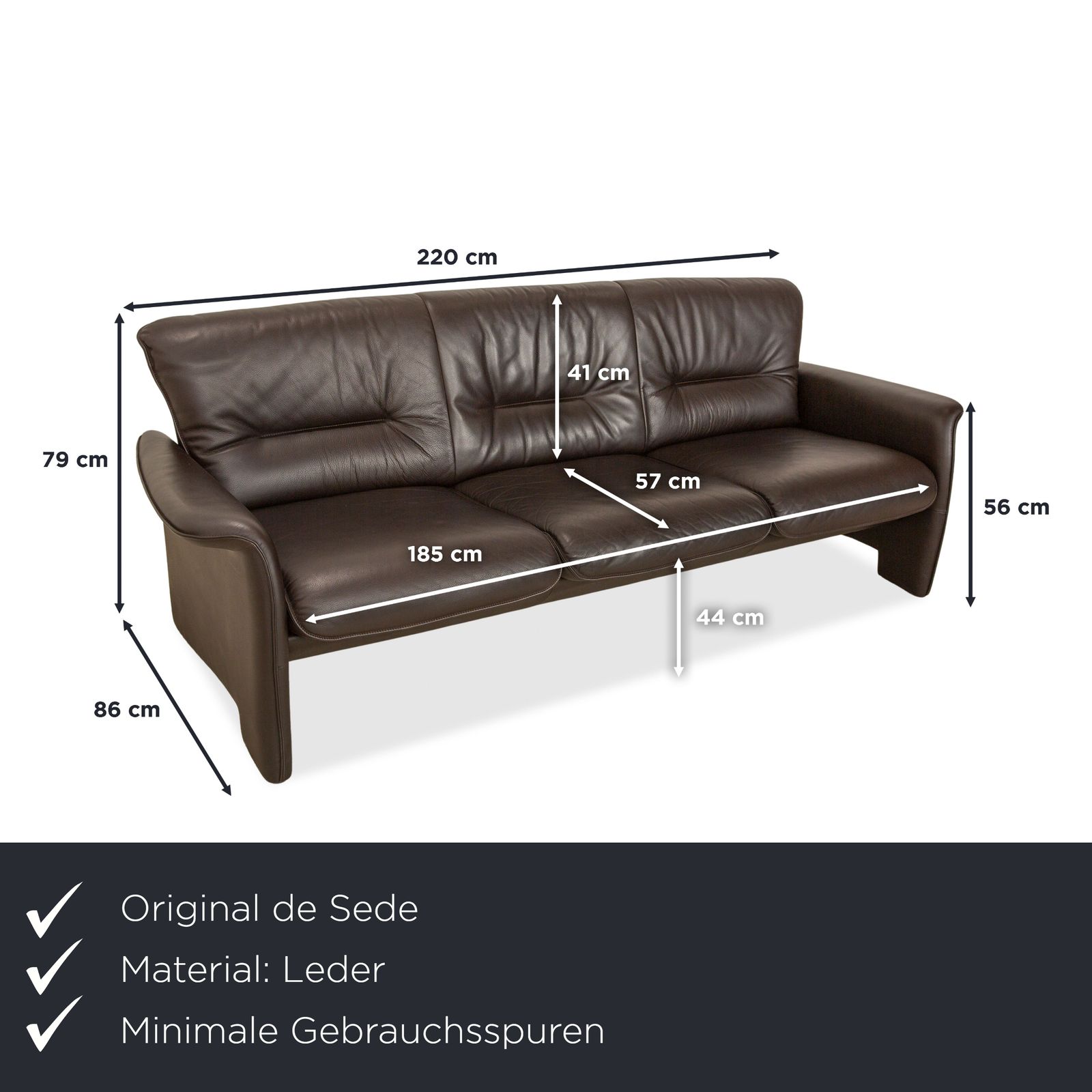 Canapé 3 places De Sede DS-350 en cuir marron photo furniture