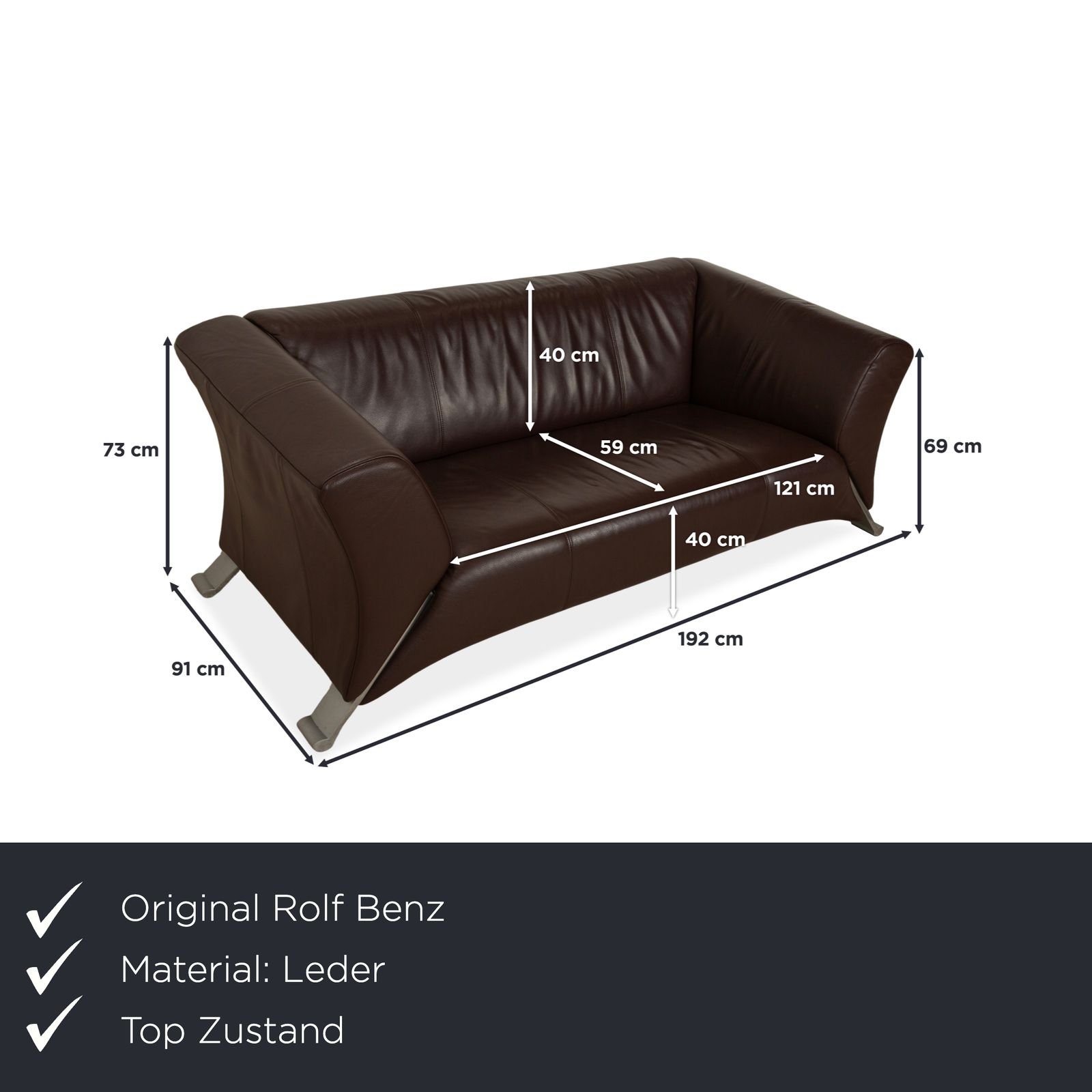 Canapé 3 places Rolf Benz 322 en cuir marron photo furniture