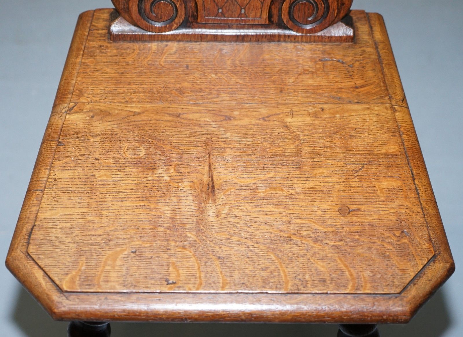Rare 19th Century Black Forest Carved Hall Chair Hand Carved Hawk Bobbin Turned photo vinterior