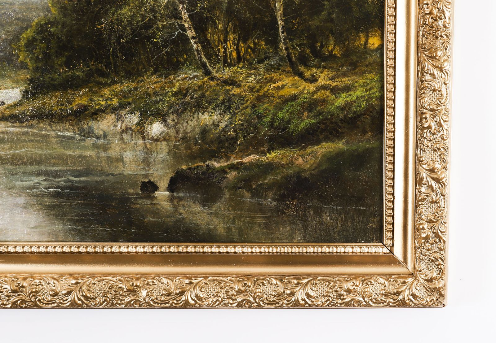 Antique Painting Rural Landscape Near Llantwest, Wales, William Langley  19th C photo vinterior