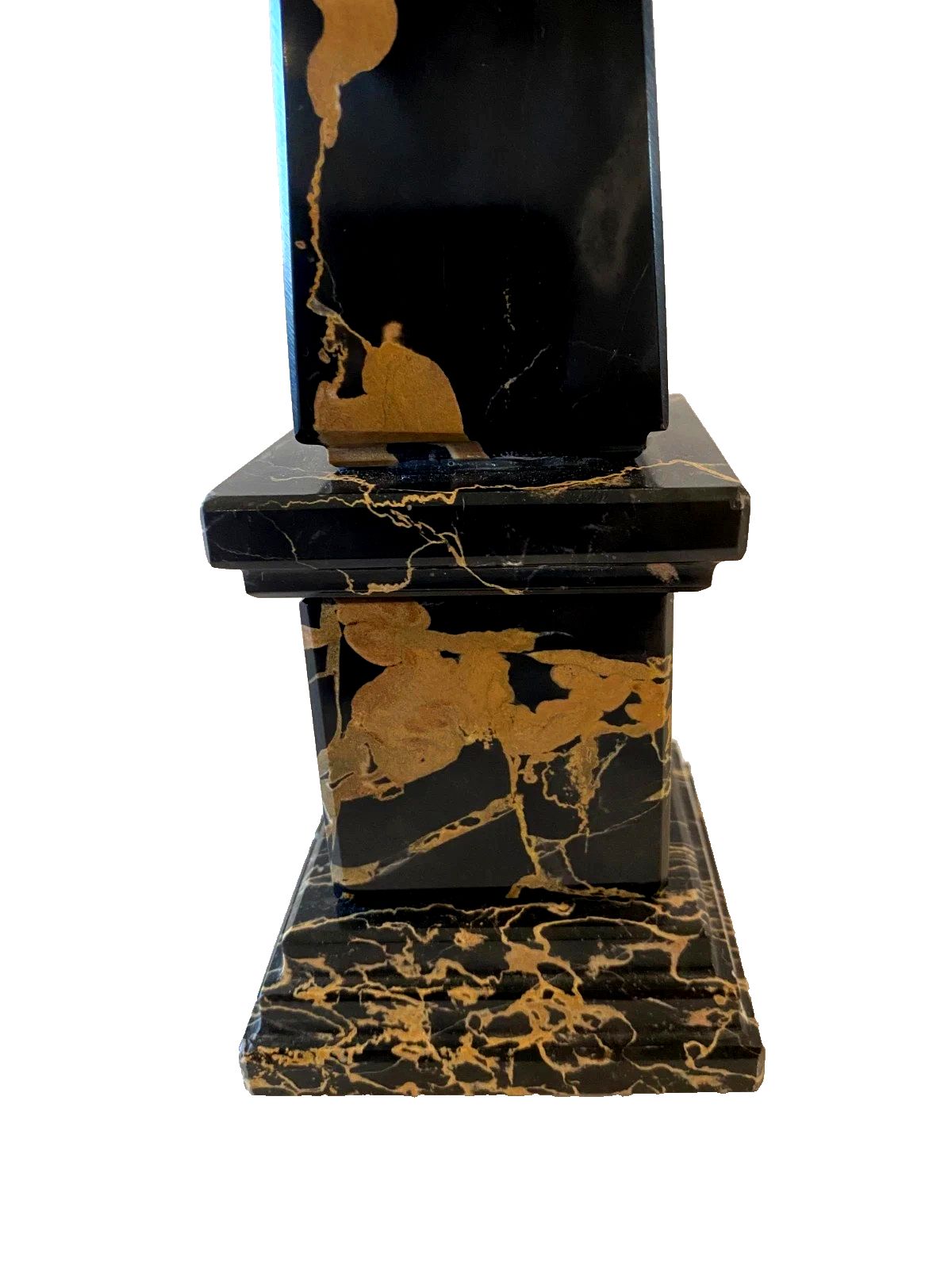 Portor Black Marble Obelisk With Yellow Vein 20th Century photo furniture
