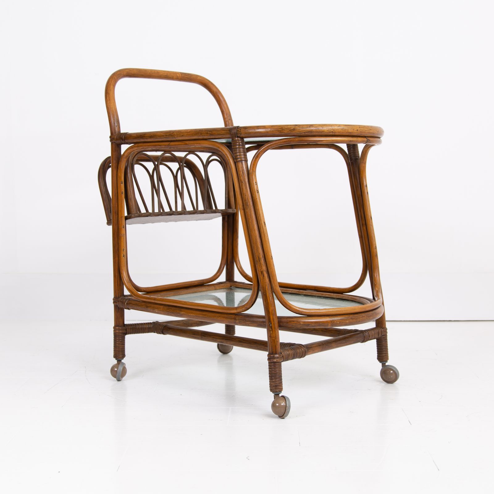 photo vinterior Mid Century Bamboo Drinks Trolley C1970 By Angrave's