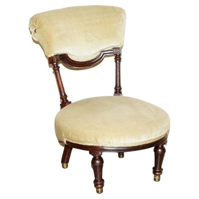 Small Antique Victorian Nursing Chair Circa 1860 Carved Mahogany Frame