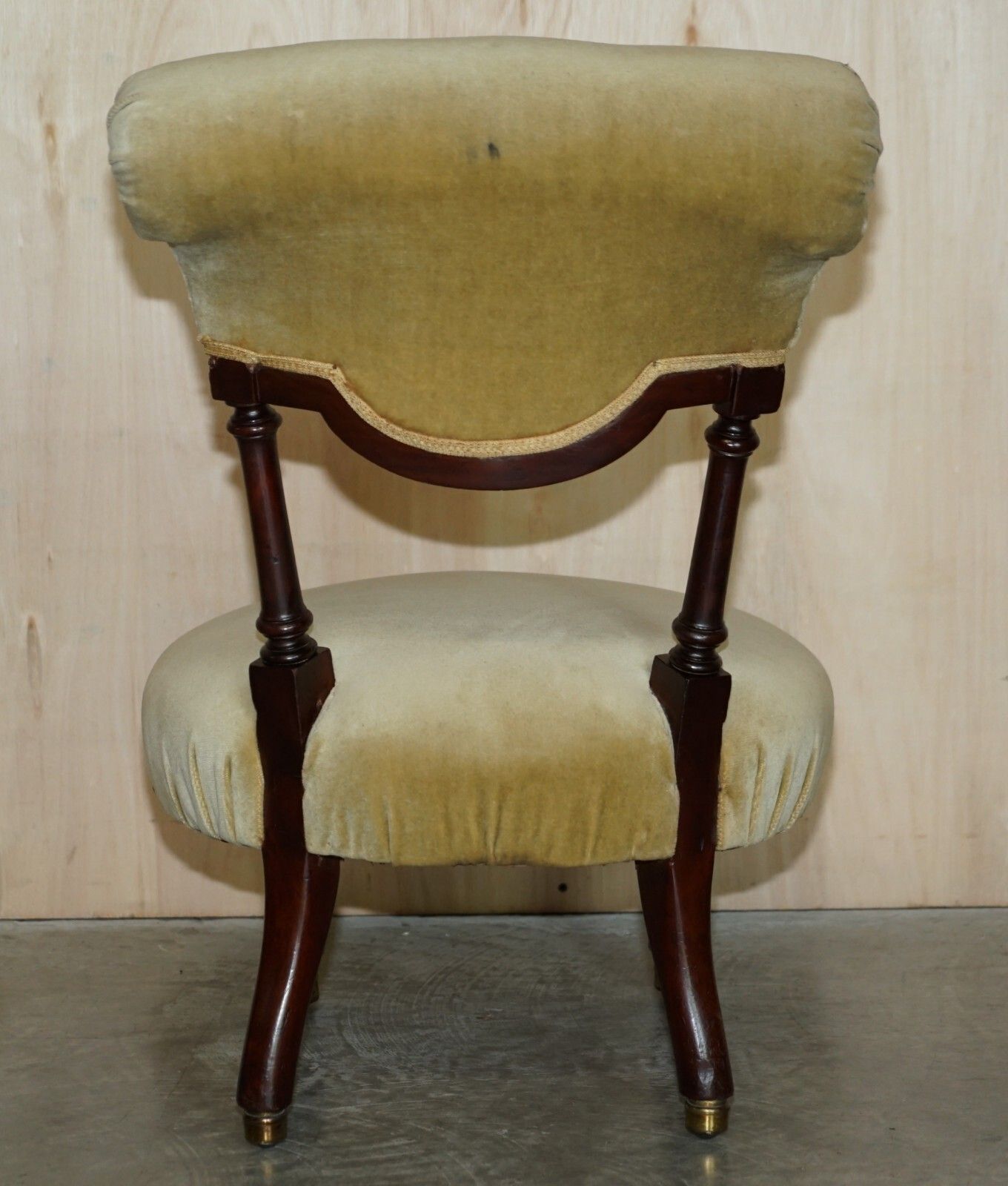 Small Antique Victorian Nursing Chair Circa 1860 Carved Mahogany Frame photo vintage