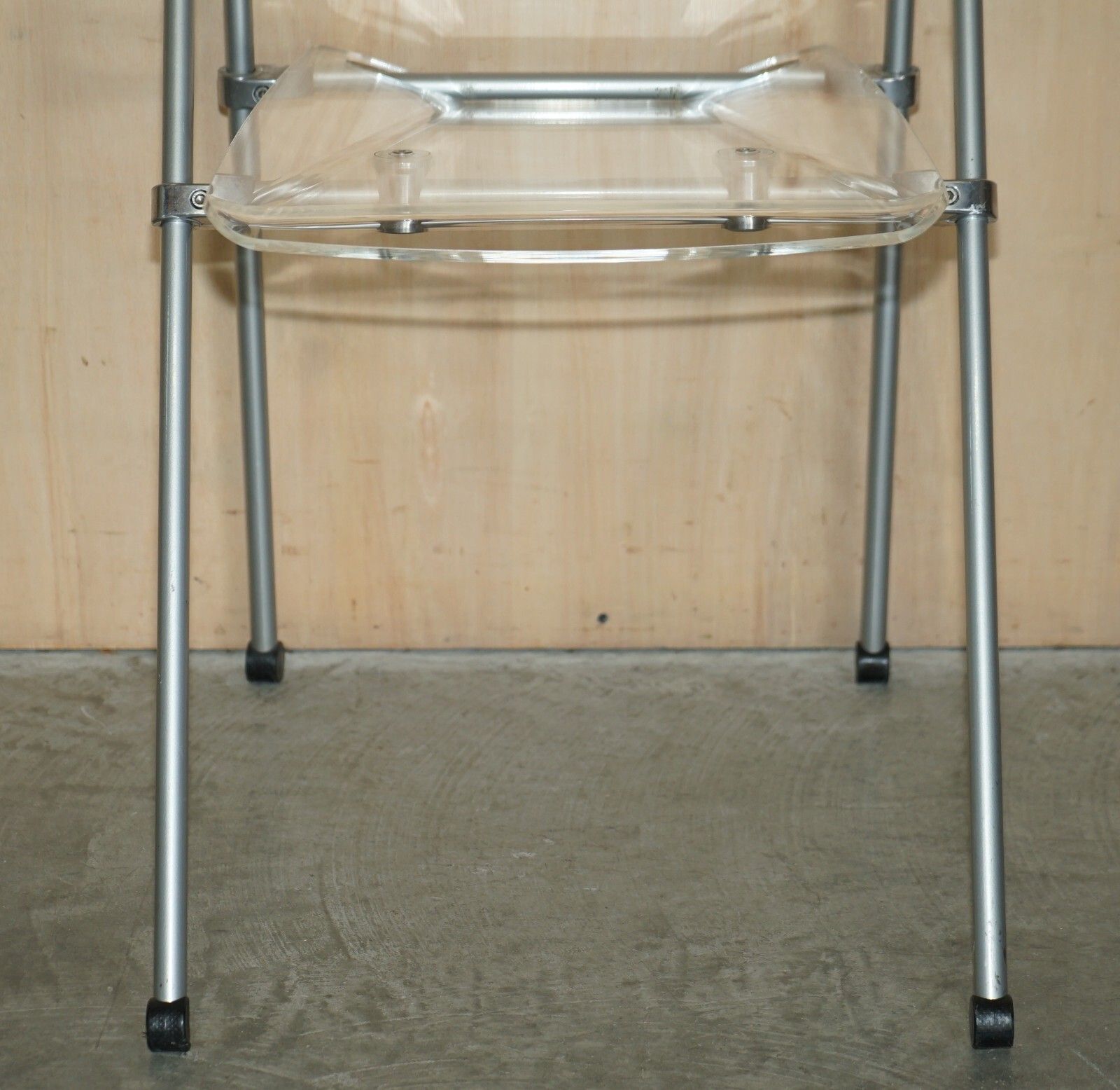Seriously Cool Over Engineered Metal & Lucite Folding Office Chair Swing Back photo Furniture