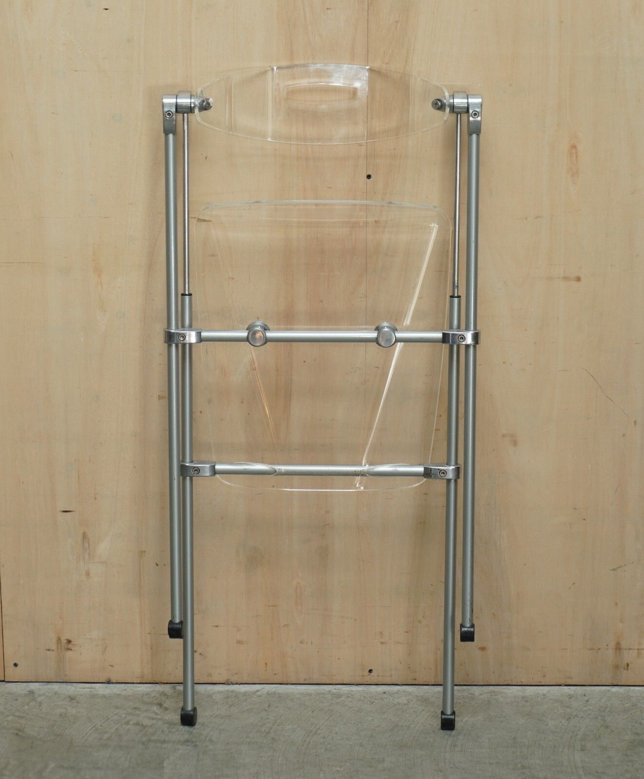 Furniture Seriously Cool Over Engineered Metal & Lucite Folding Office Chair Swing Back photo