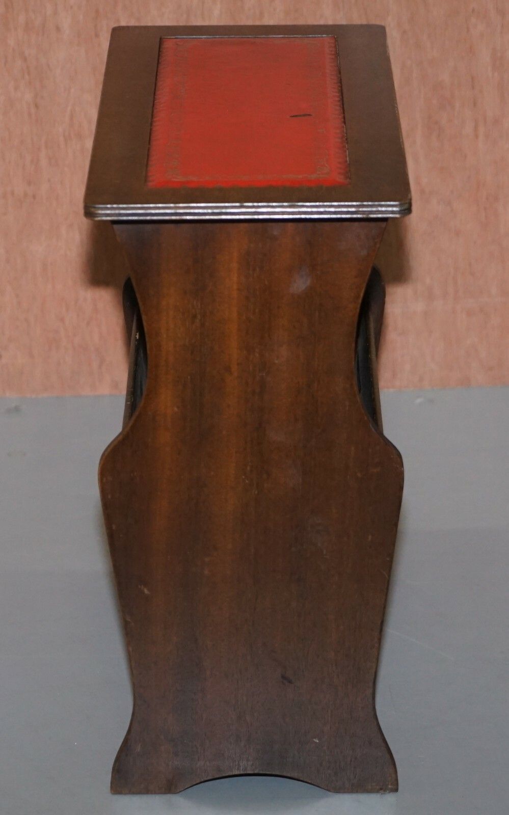 Mahogany With Faded Oxblood Leather Top Bevan Funnell Side Table Magazine Rack photo vintage