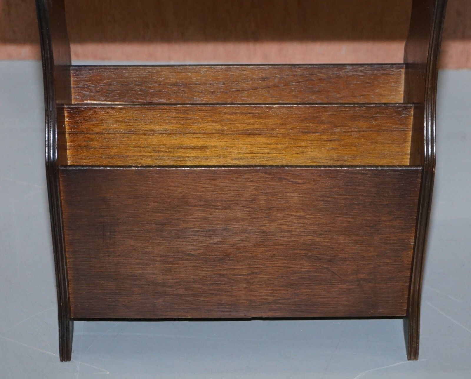 photo furniture Mahogany With Faded Oxblood Leather Top Bevan Funnell Side Table Magazine Rack