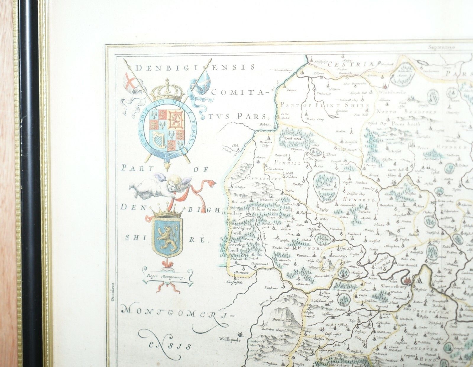 Staffordshire 1645 Hand Coloured Antique Print Staffordiensis Comitatvs Map photo furniture
