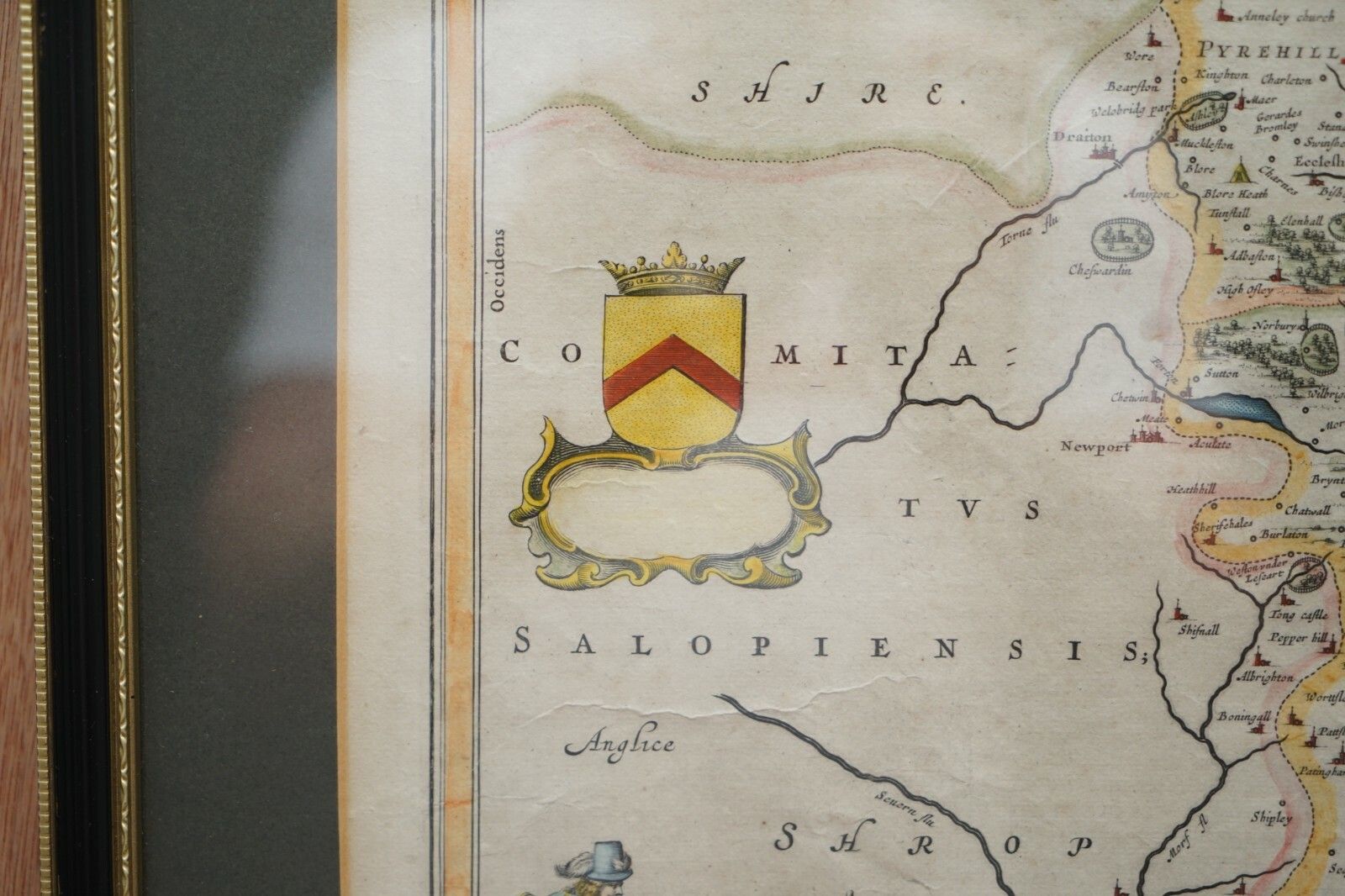 Double Sided And Glazed Cheshire 1645 Hand Coloured Antique Print Map Rare Find photo 350.0