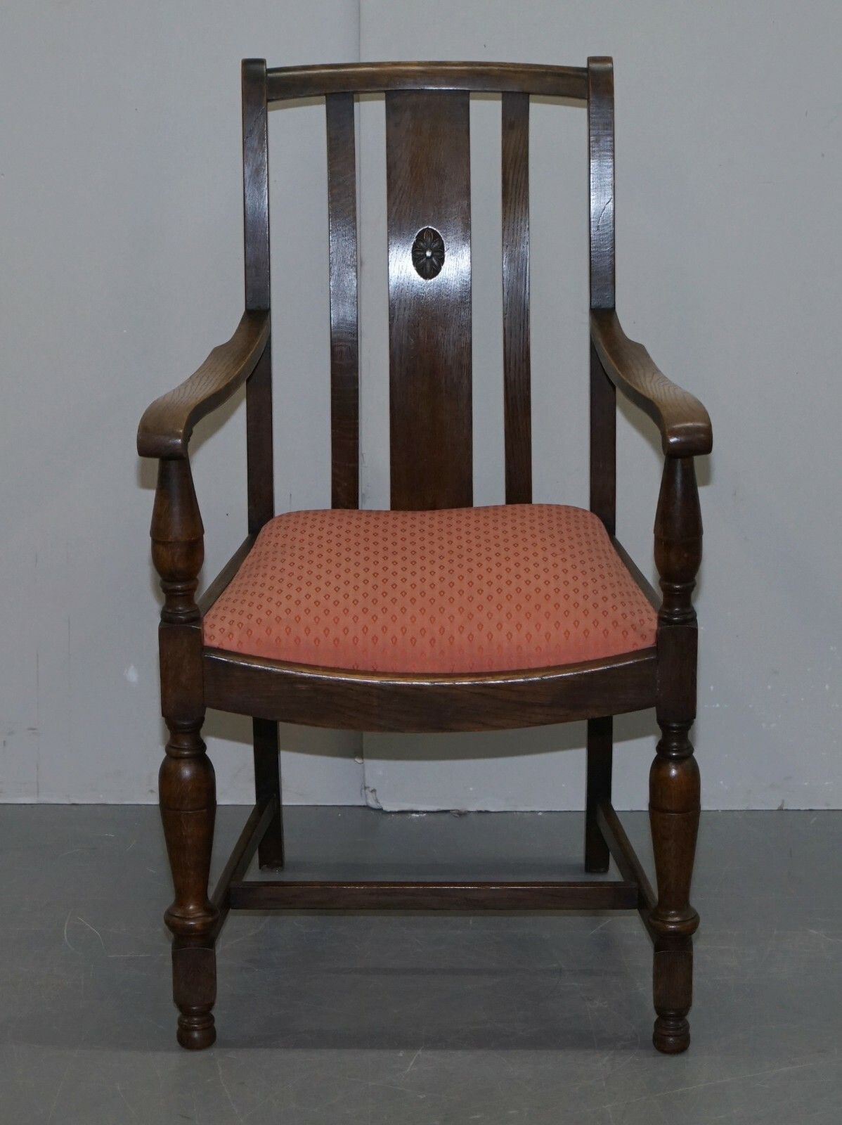 English Oak Circa 1940's Carver Occasional Armchair Lovely Timber Patina Mustsee photo furniture
