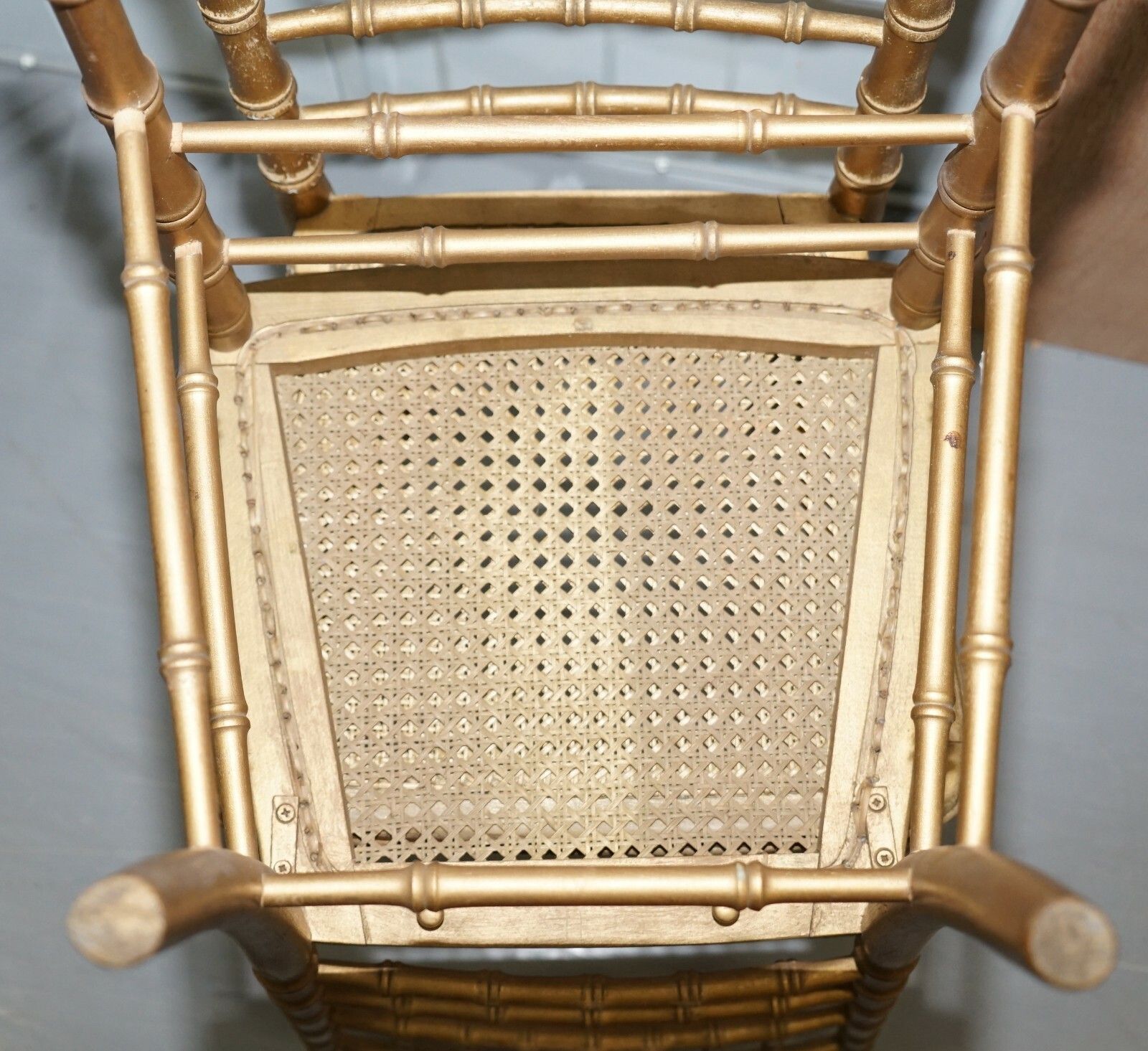 300.0 Edwardian Giltwood Famboo Regency Style Bergere Chair With Newly Gold Gilt Frame photo