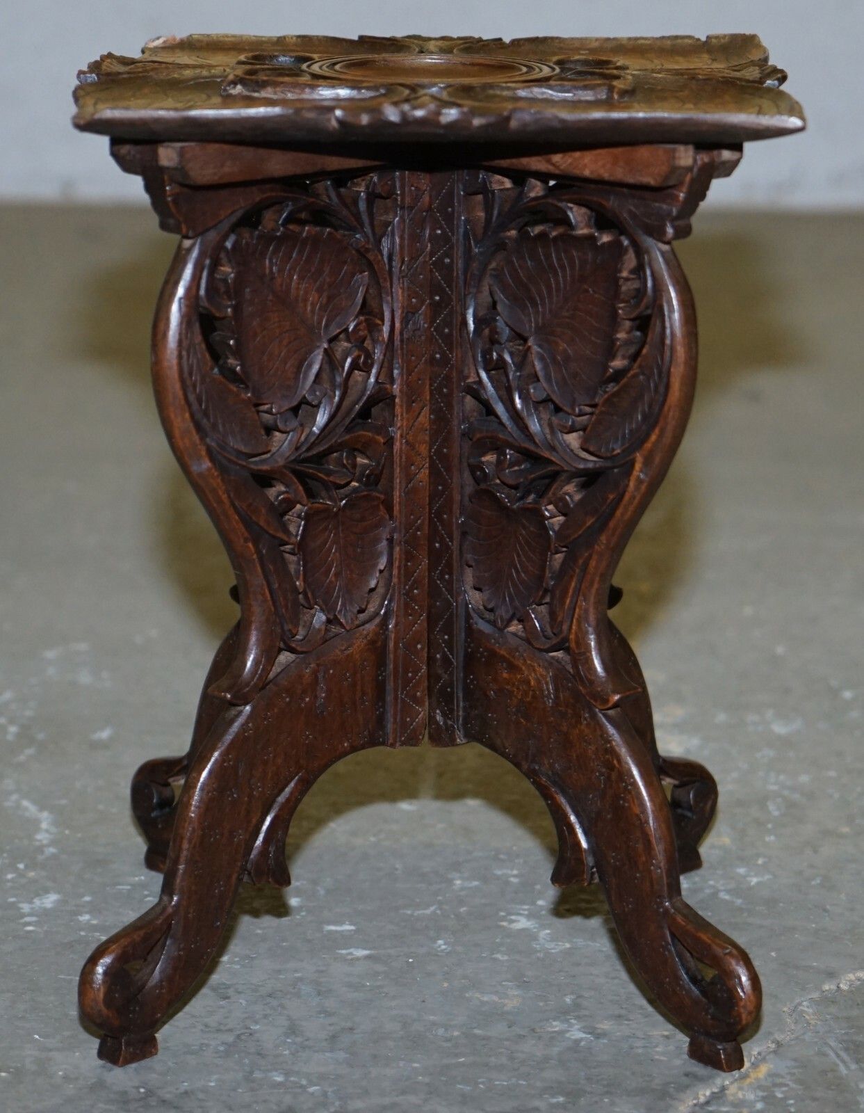 Anglo Burmese Hand Carved 19th Century Antique Folding Side End Lamp Wine Table photo Furniture