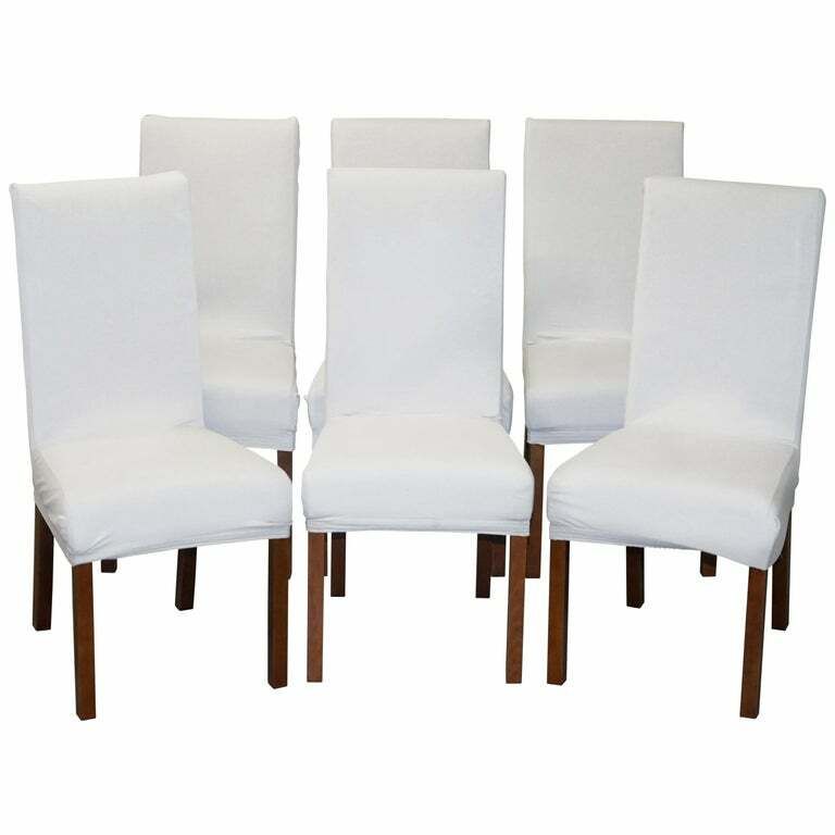 Suite Of Six Bicast Leather Contemporary Dining Chairs With Custom Made Covers