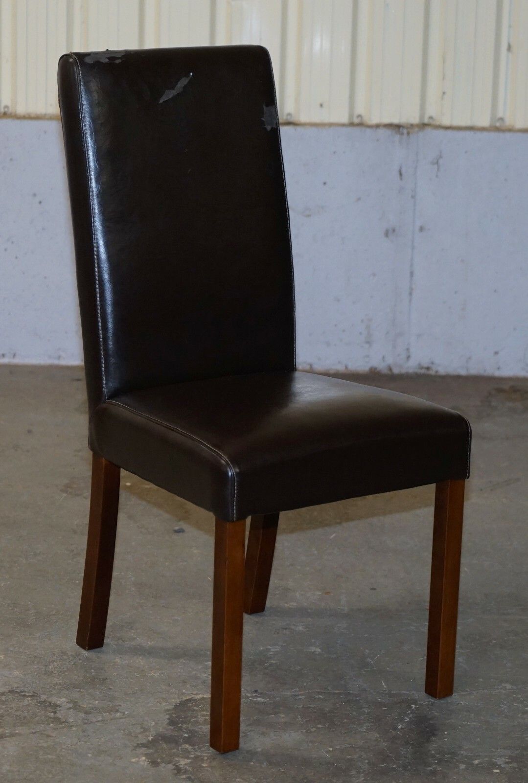 Furniture Suite Of Six Bicast Leather Contemporary Dining Chairs With Custom Made Covers photo
