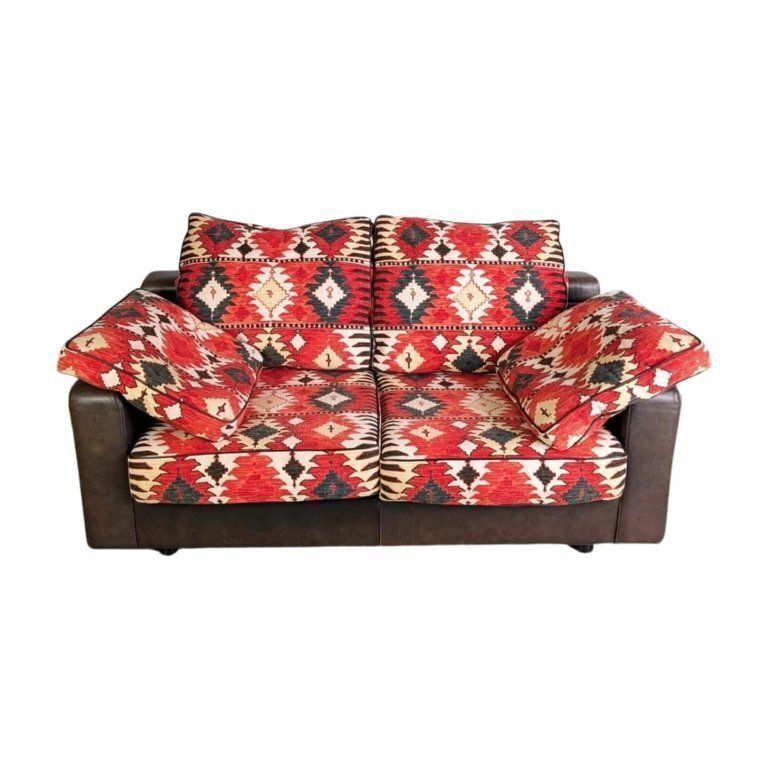 Original Giorgio Soressi Sofa Design Couch 1990 Leather Two Seater
