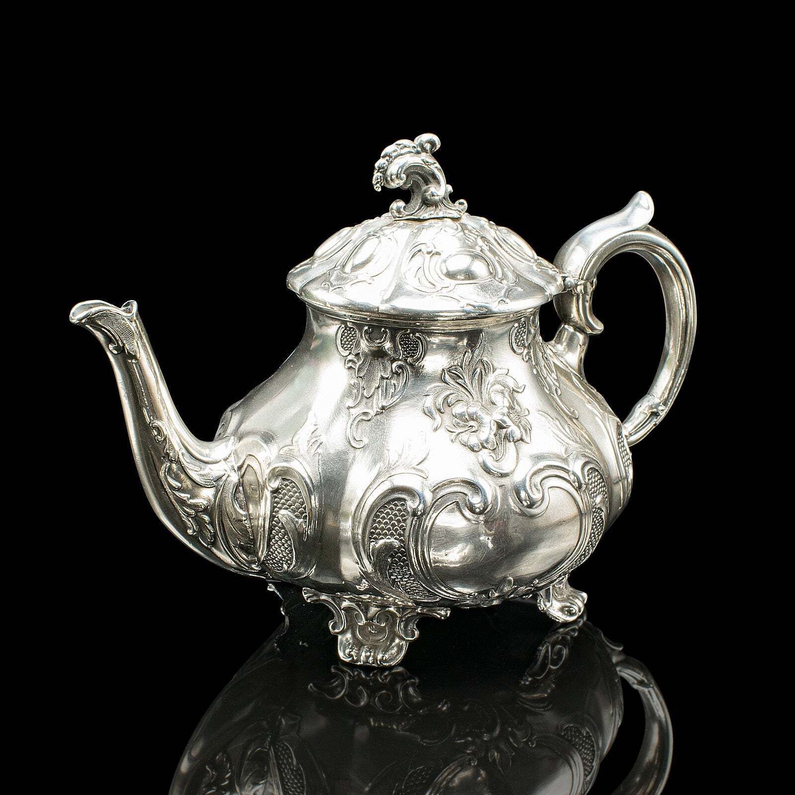 Antique 4 Piece Tea Service, English, Silver Plate, Coffee Pot, Edwardian, 1910 photo 1321.0