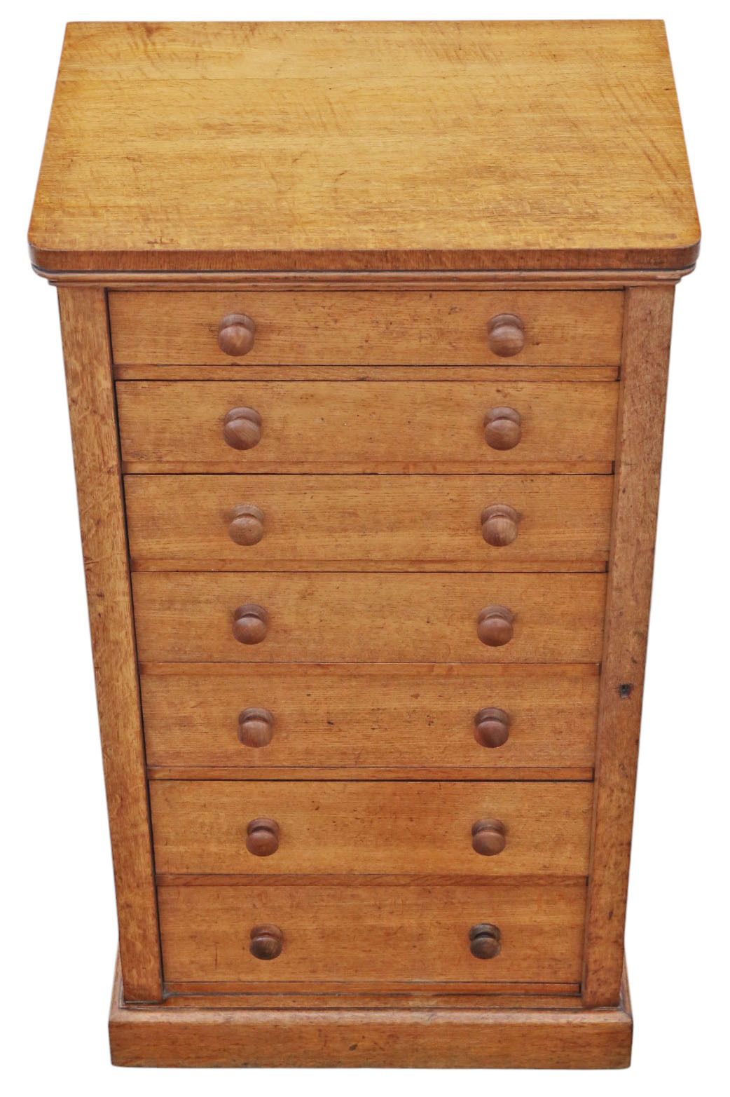 Antique 19th Century Oak Wellington Chest Of 7 Drawers – Fine Quality By Edwards & Roberts photo 3495.0