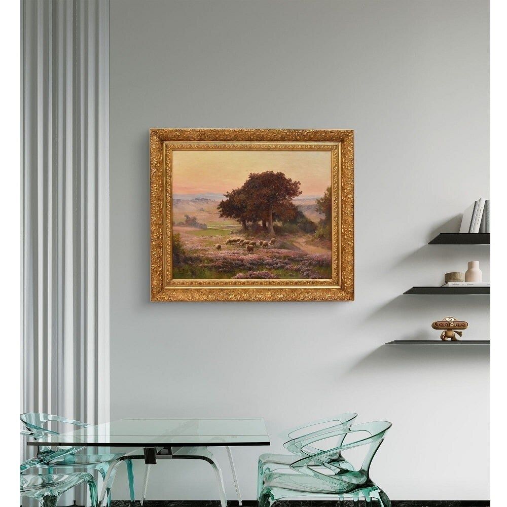 Antique Oil Painting, Landscape With French Moorland And Flock, XIX Century photo furniture