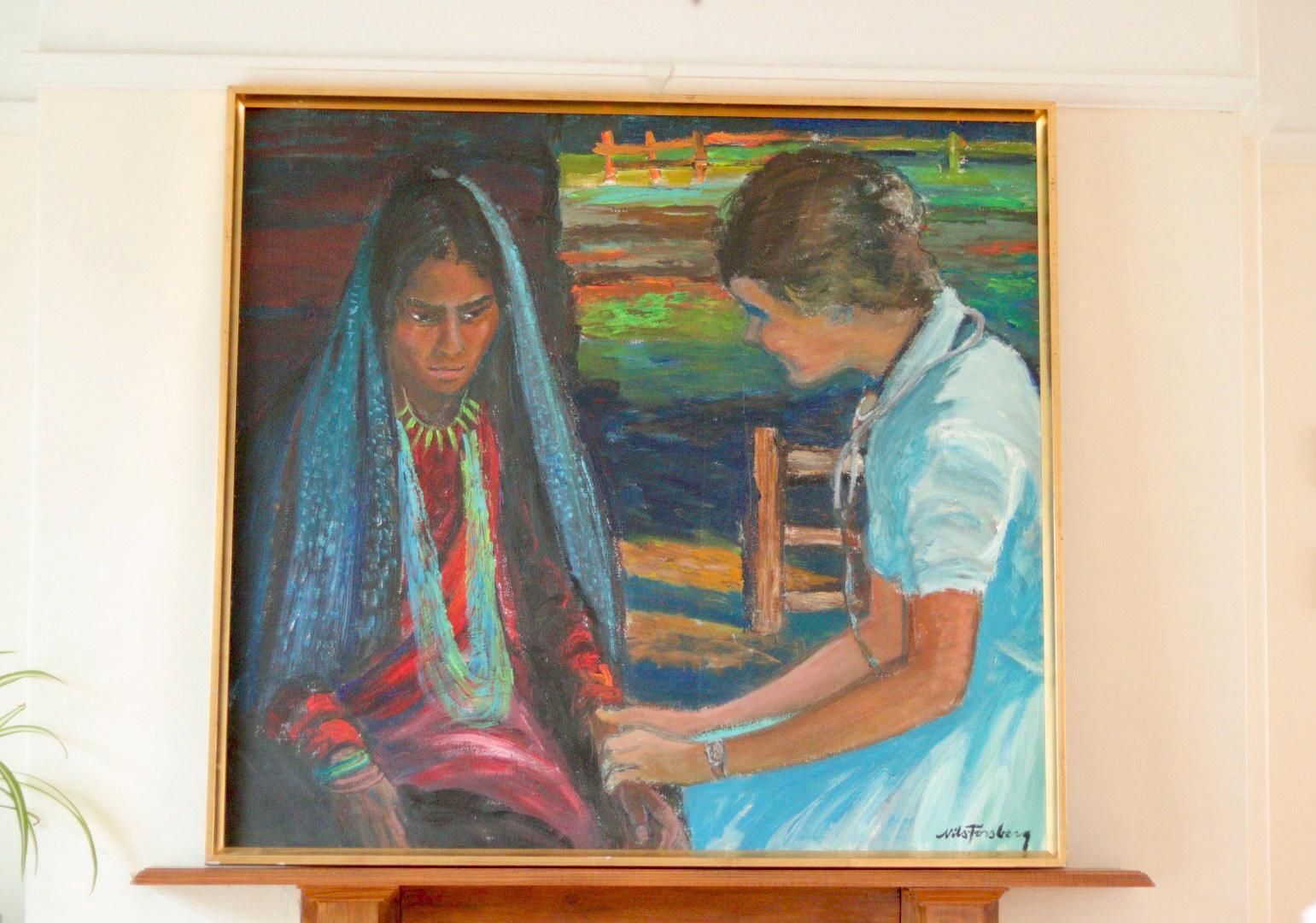 Mid Century Original Swedish Oil On Canvas "Two Women" By Nils Forsberg Vintage & Framed | 96 X 103 Cm (Approx. 37.8 X 40.6 Inches) photo Art