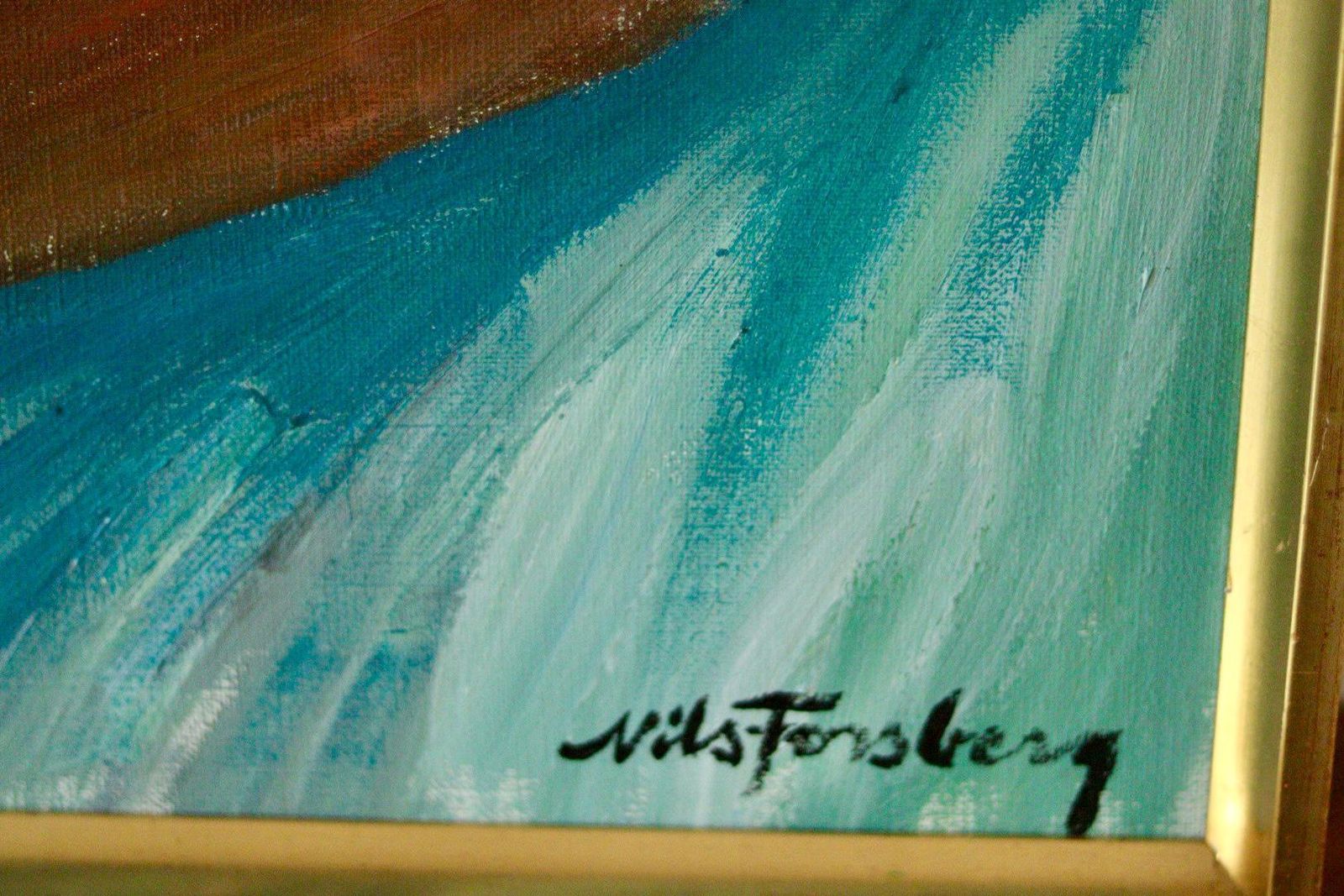 photo for sale Mid Century Original Swedish Oil On Canvas "Two Women" By Nils Forsberg Vintage & Framed | 96 X 103 Cm (Approx. 37.8 X 40.6 Inches)
