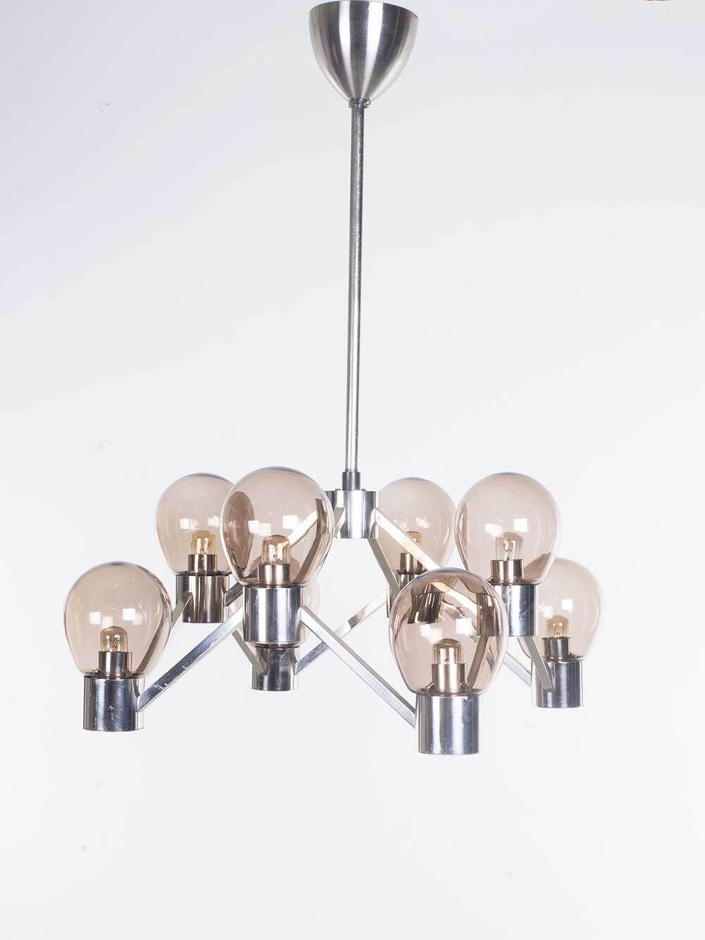 Sciolari Hanging Lamp Chandelier Pendant With 8 Glass Shades